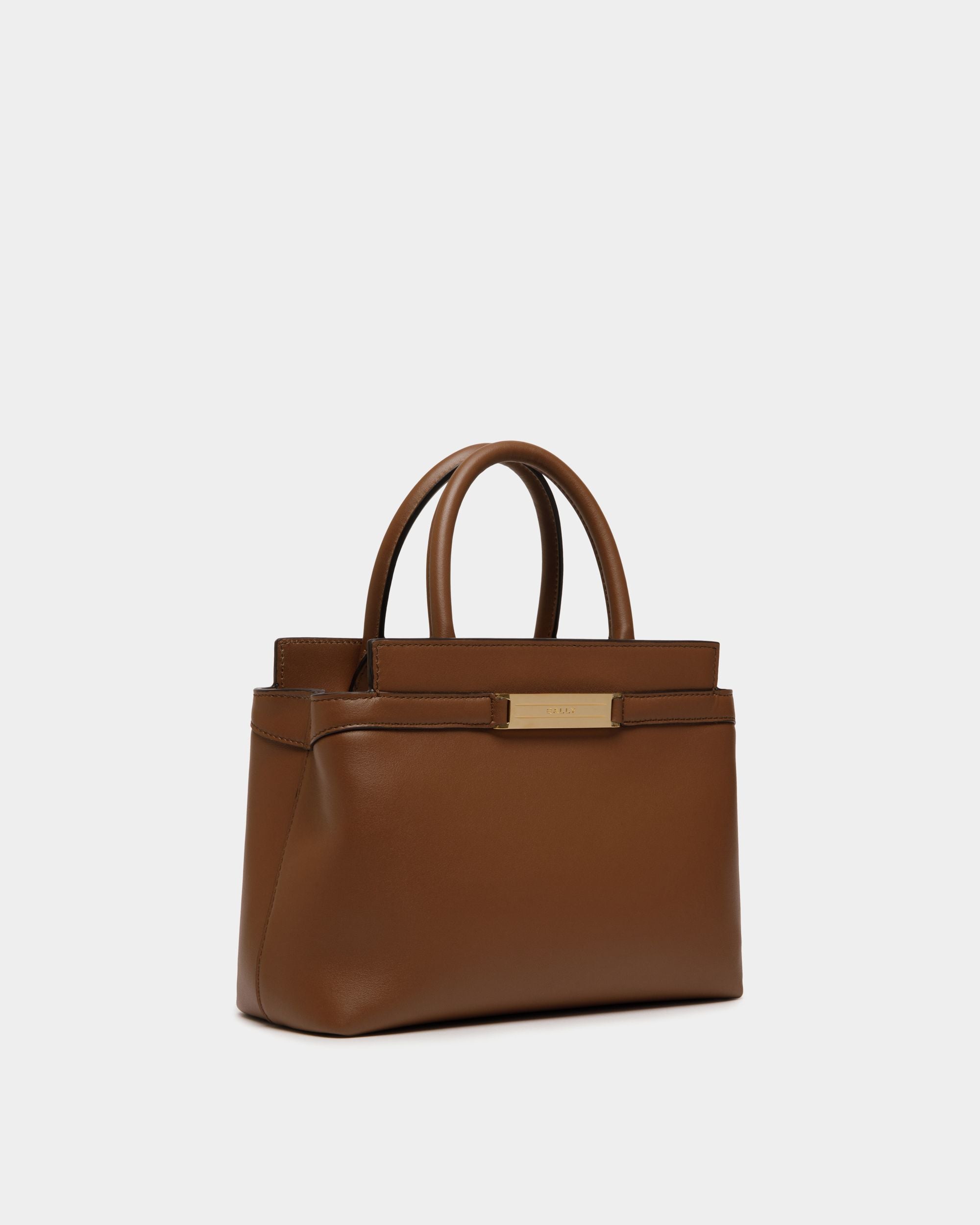 Petit Sac Tote Deco En Cuir Marron - Femme - Bally - 03
