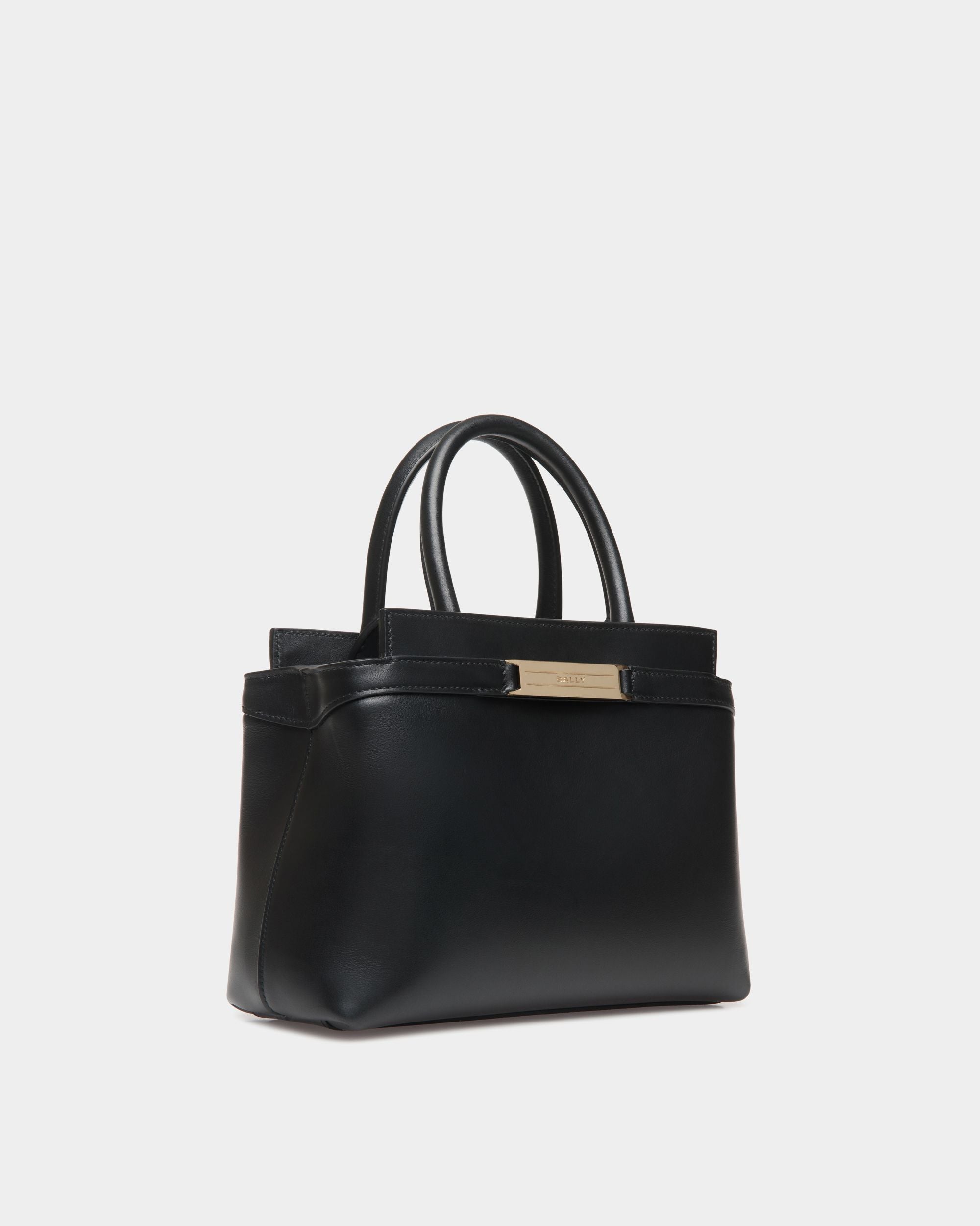 Petit Sac Tote Deco En Cuir Noir - Femme - Bally - 04