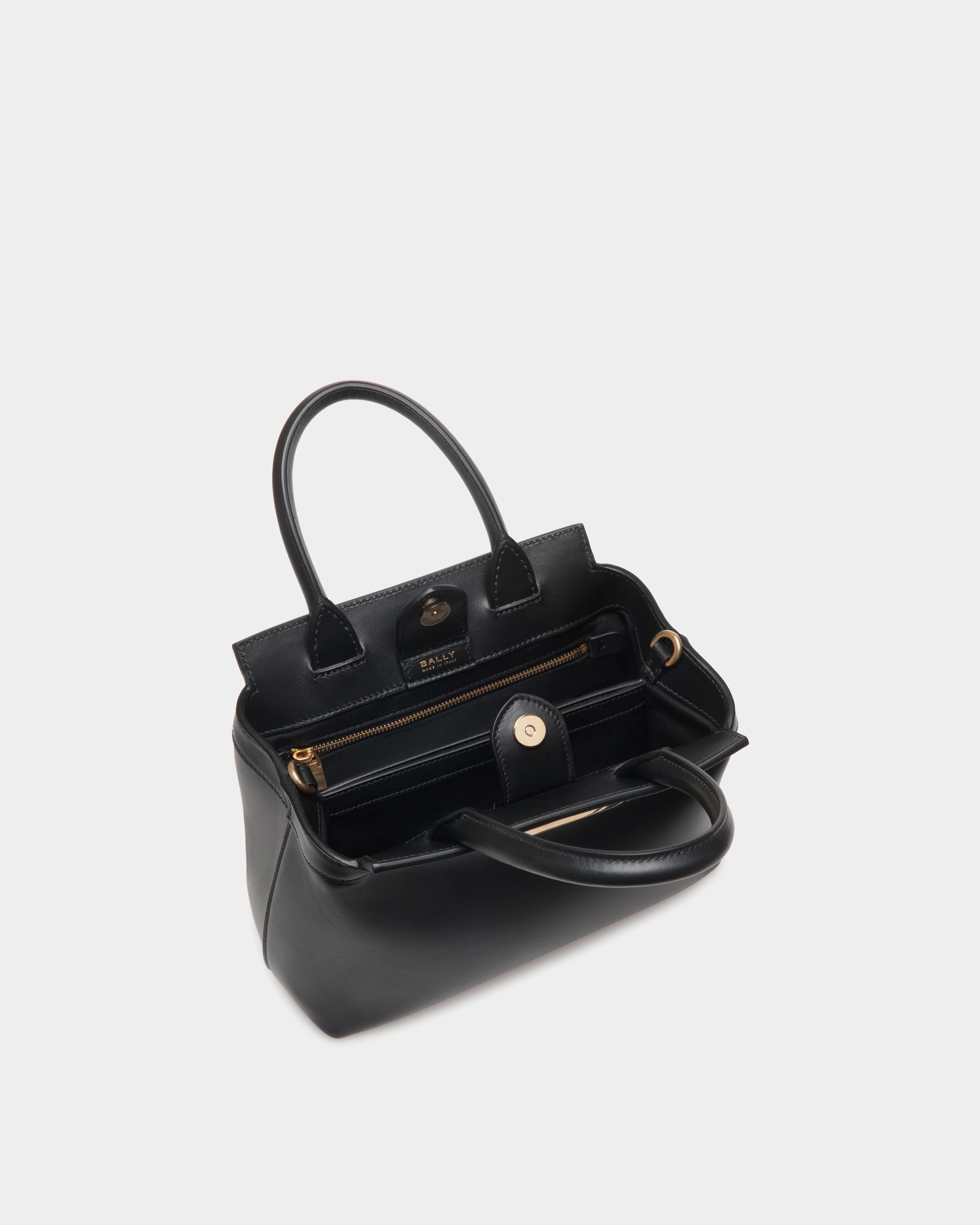 Petit Sac Tote Deco En Cuir Noir - Femme - Bally - 05