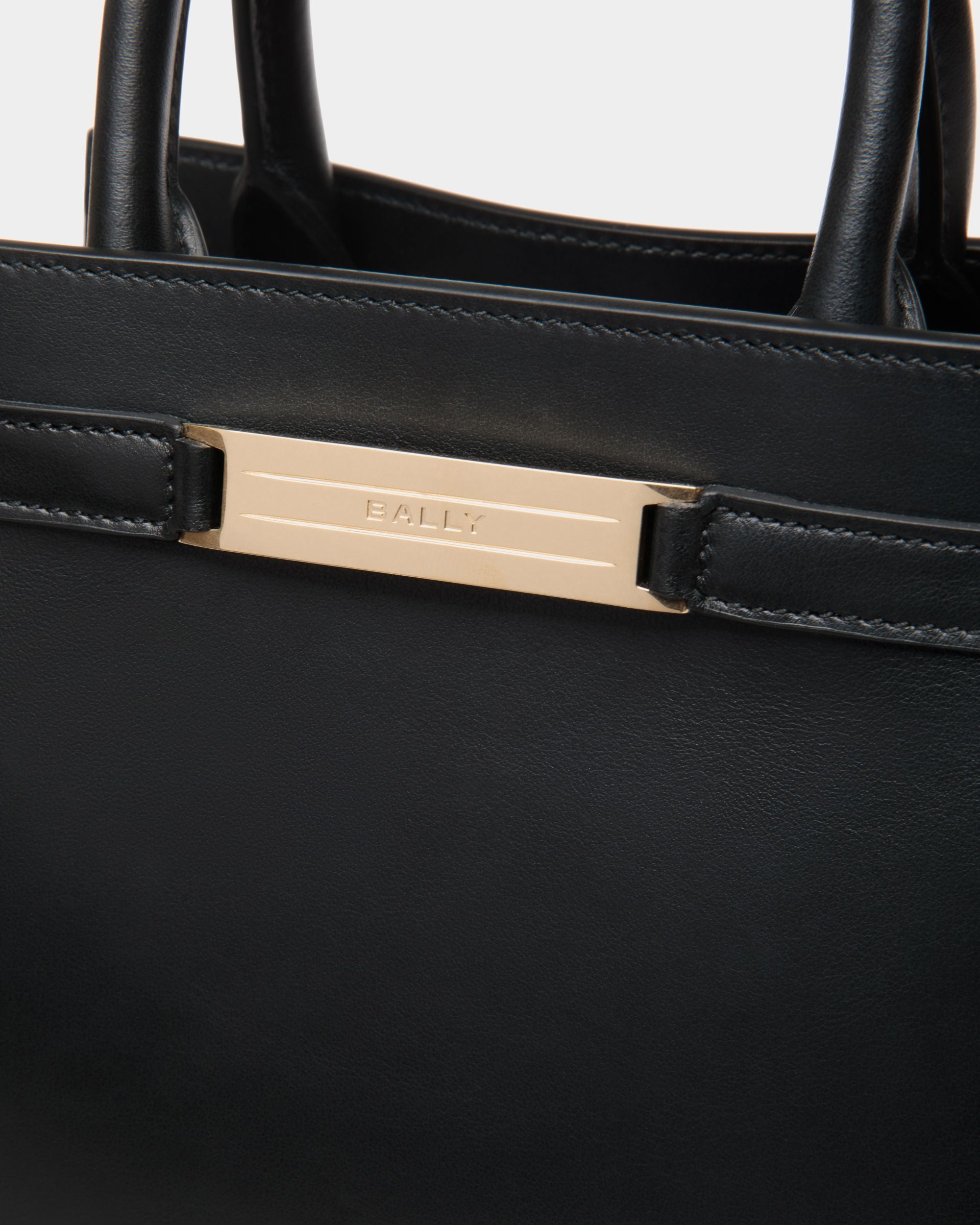 Petit Sac Tote Deco En Cuir Noir - Femme - Bally - 06