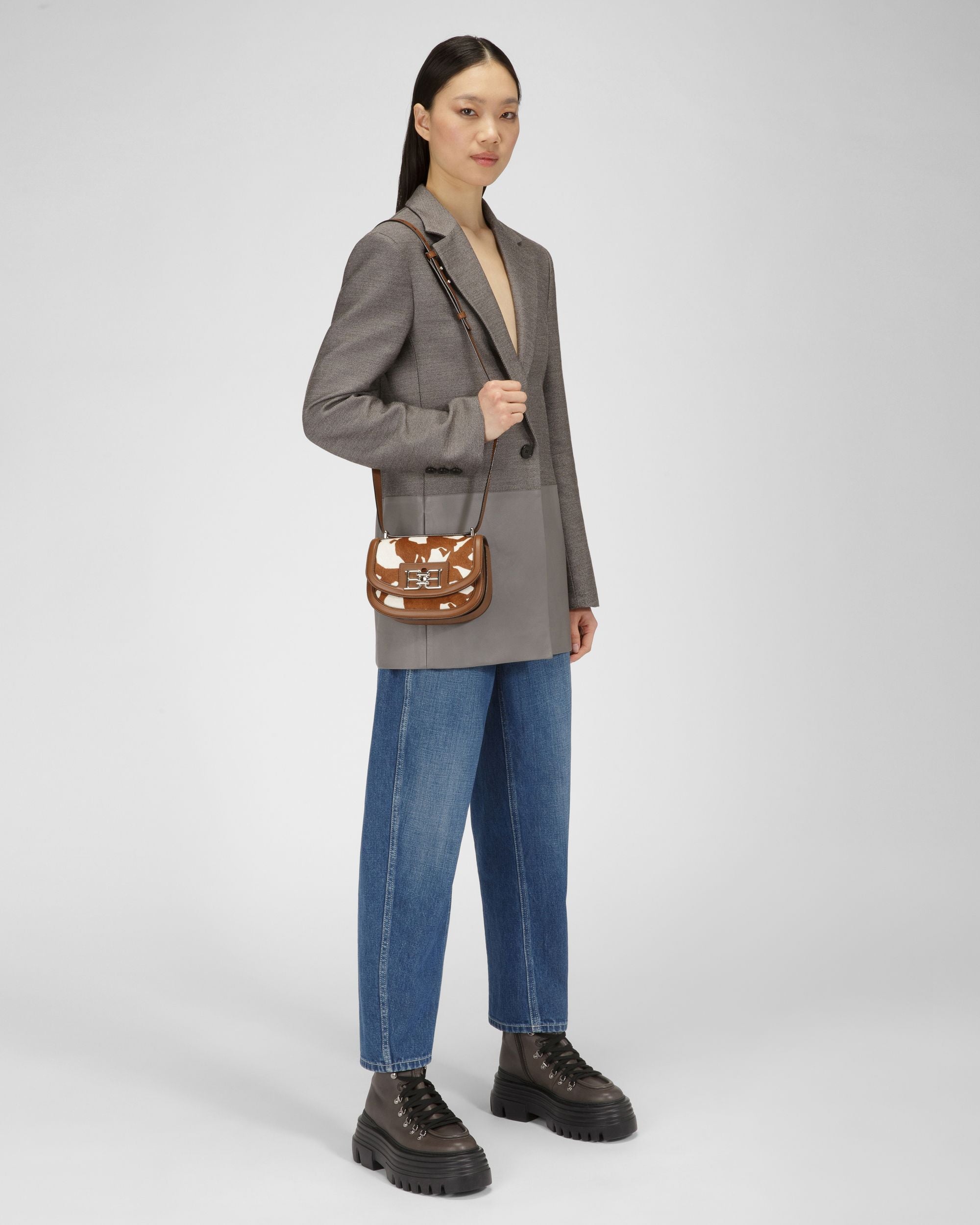 Baily Mini-Sac En Cuir Marron Et Blanc - Femme - Bally - 07
