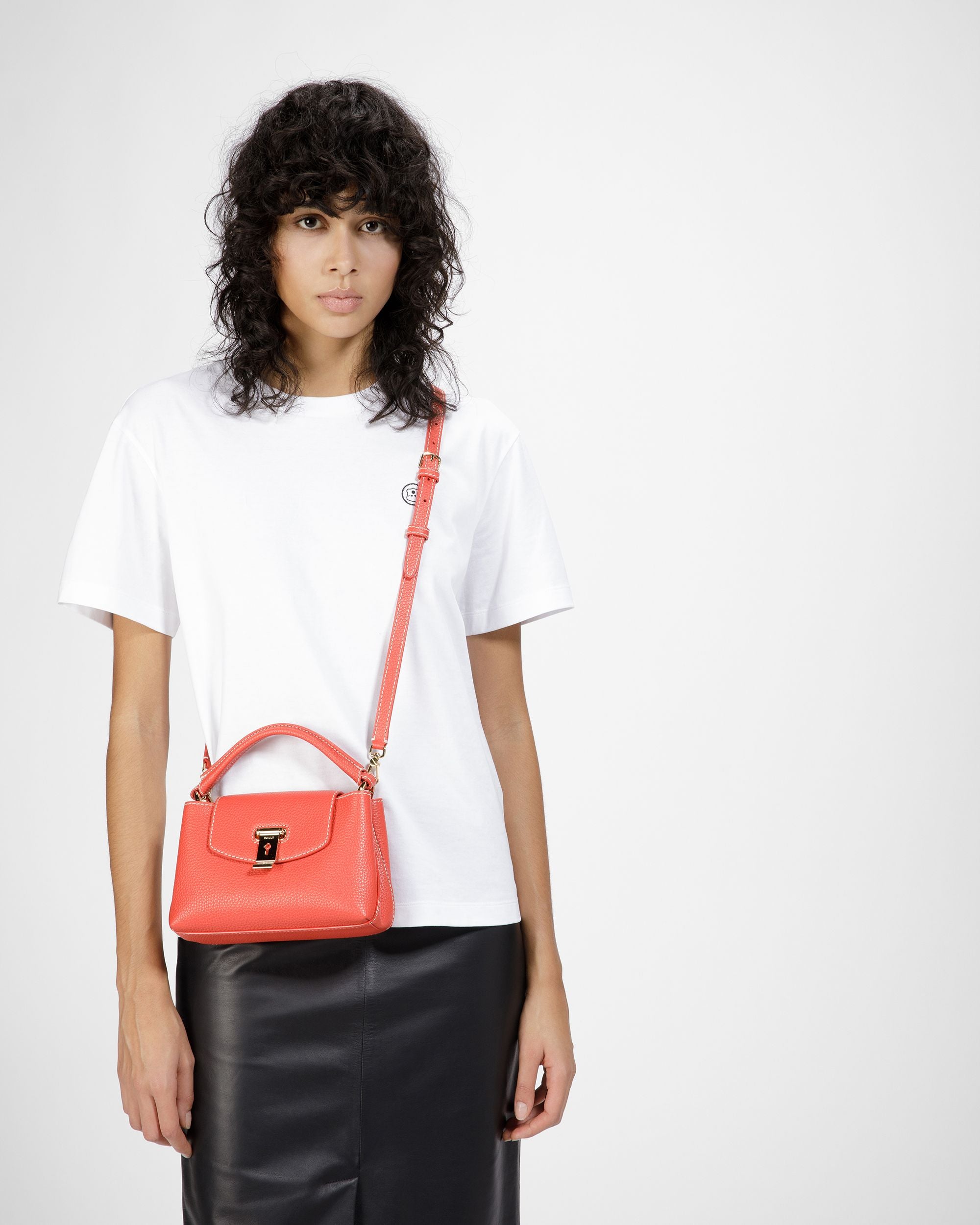 Layka Xs Sac À Anse Supérieure En Cuir Orange Et Marron - Femme - Bally - 07