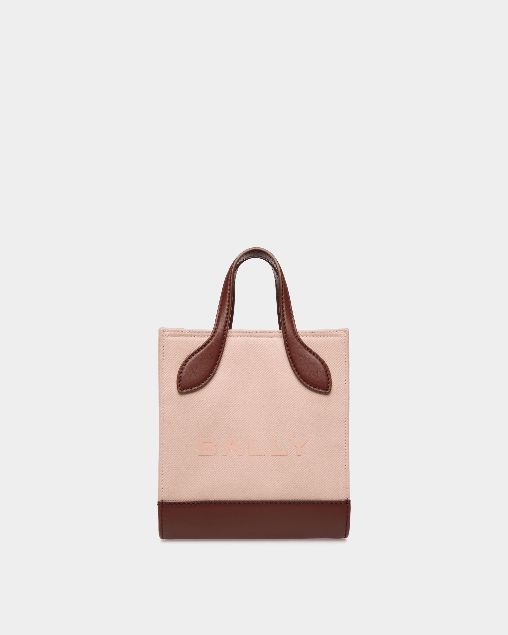 Minisac Cabas Bar En Toile Et Cabas Dusty Petal Et Marron - Femme - Bally - 01