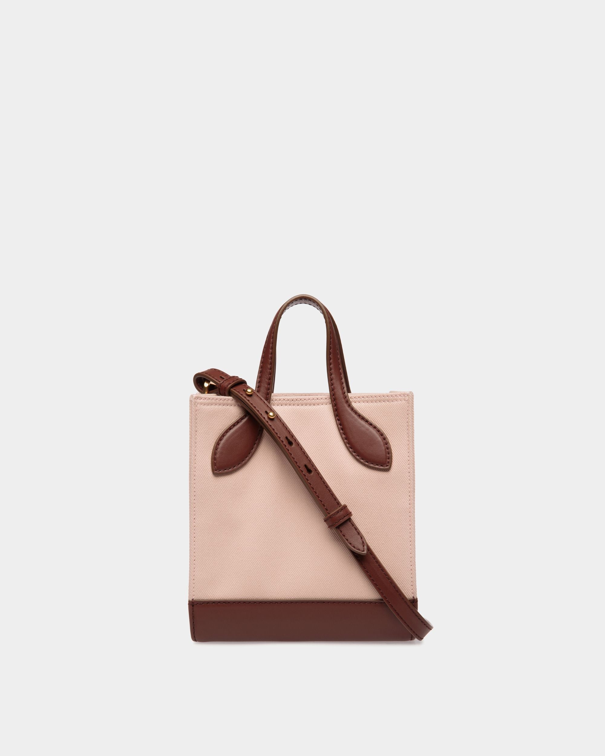 Minisac Cabas Bar En Toile Et Cabas Dusty Petal Et Marron - Femme - Bally - 02