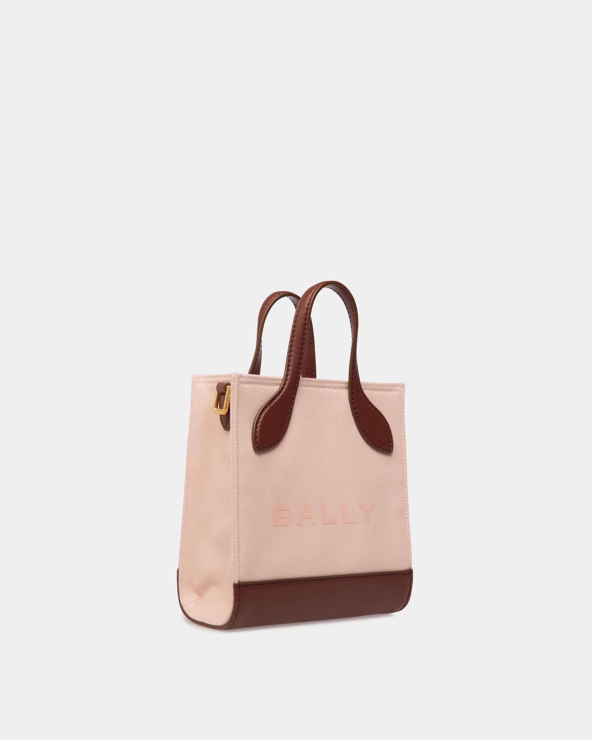 Minisac Cabas Bar En Toile Et Cabas Dusty Petal Et Marron - Femme - Bally - 03