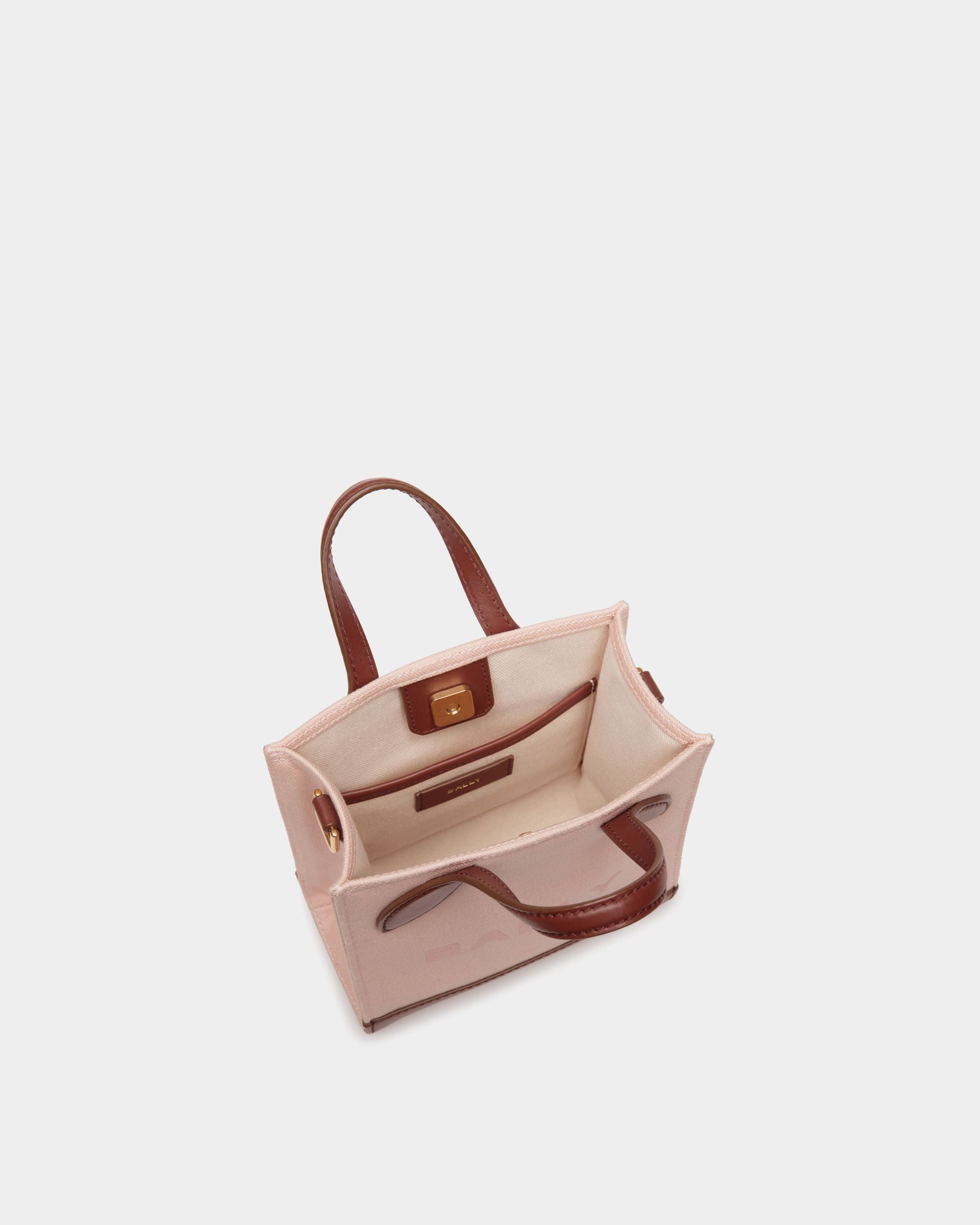 Minisac Cabas Bar En Toile Et Cabas Dusty Petal Et Marron - Femme - Bally - 04