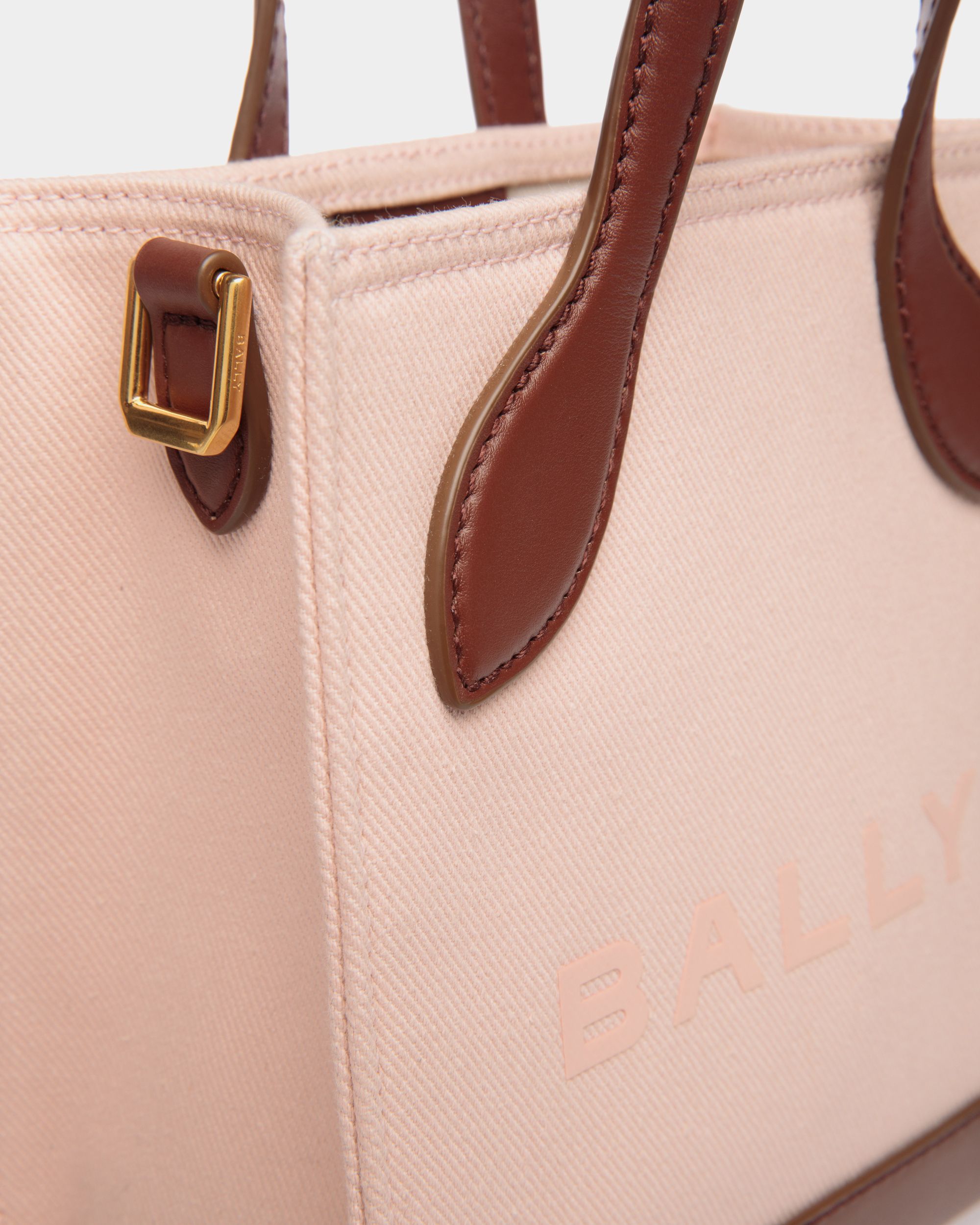 Minisac Cabas Bar En Toile Et Cabas Dusty Petal Et Marron - Femme - Bally - 05