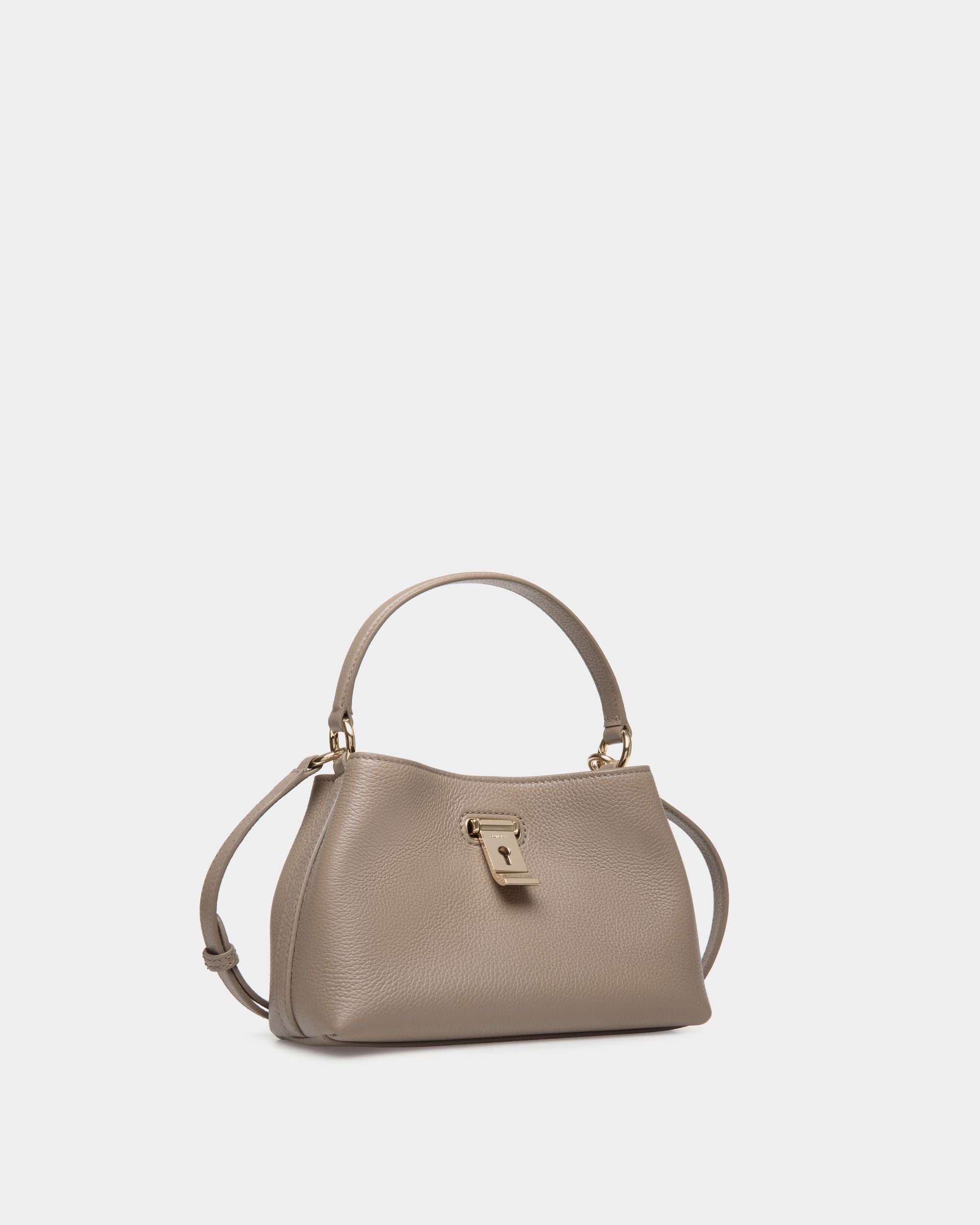 Minisac Lock Me En Cuir Grainé Taupe - Femme - Bally - 03