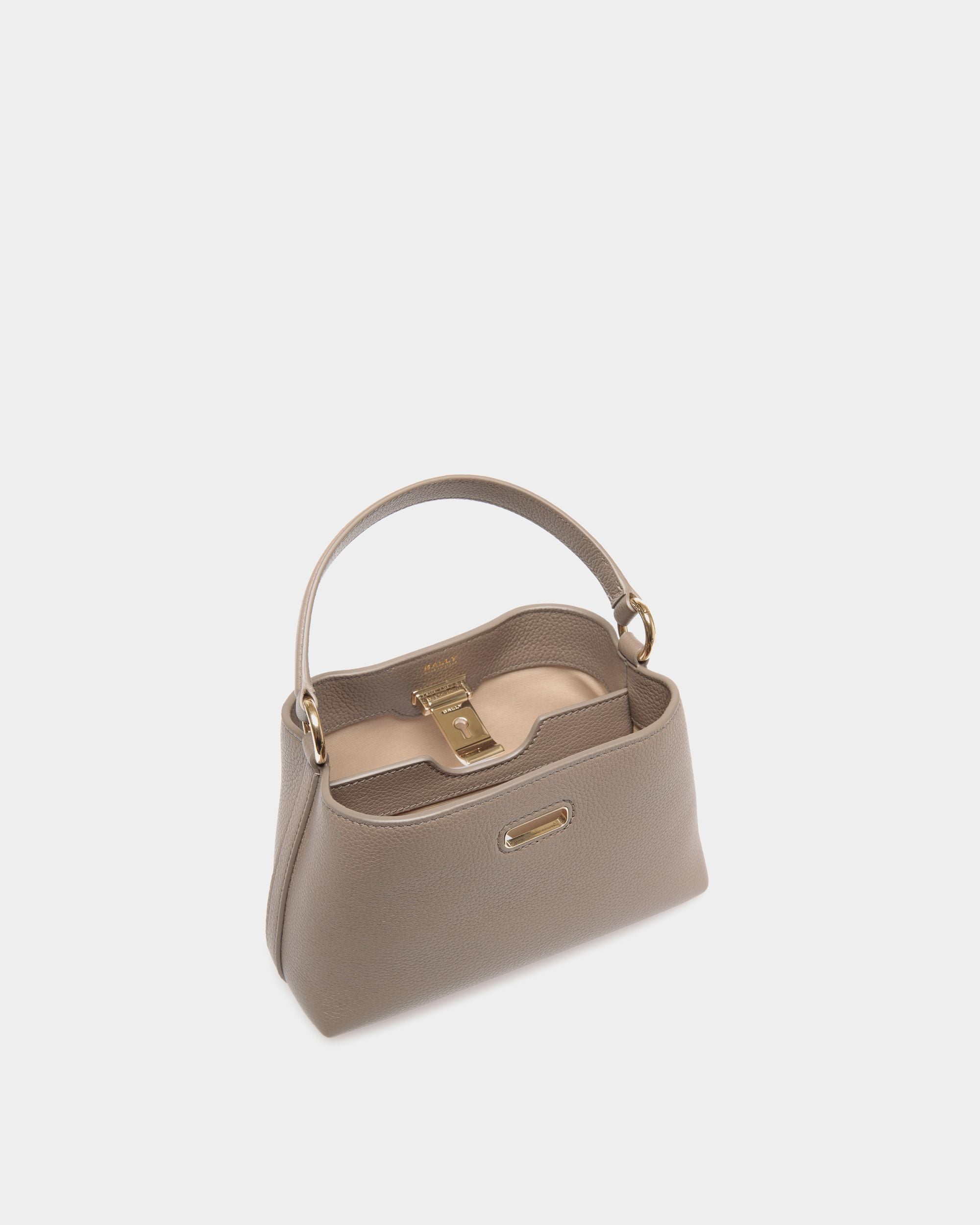 Minisac Lock Me En Cuir Grainé Taupe - Femme - Bally - 04