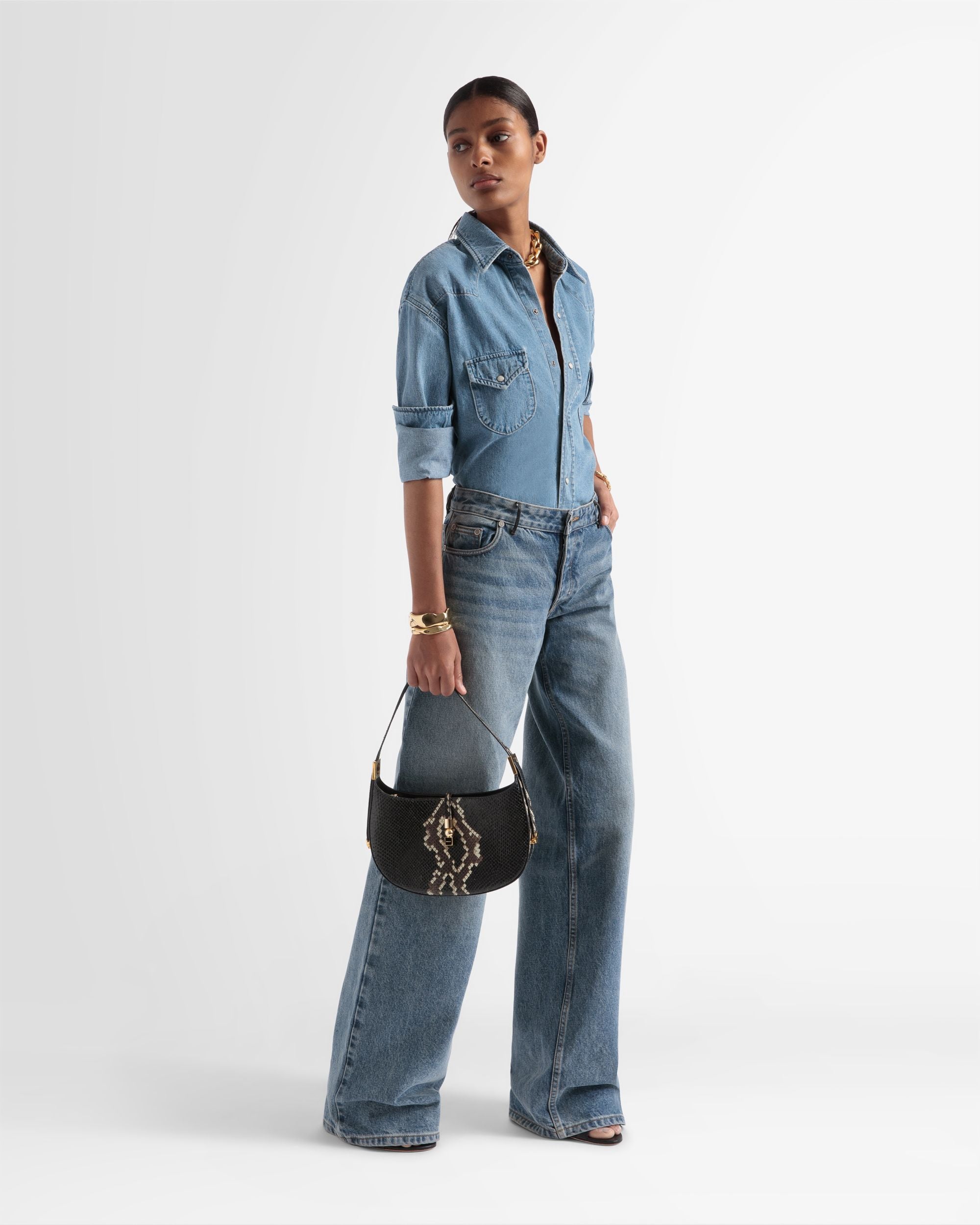 Sac D’épaule Block Finition Imprimé Python - Femme - Bally - 02
