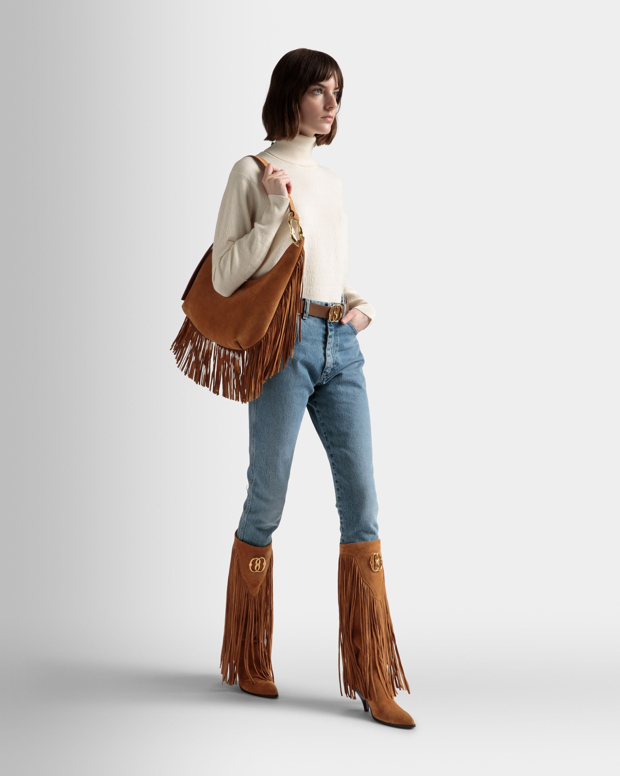 Sac besace Baroque En cuir couleur désert - Femme - Bally - 02