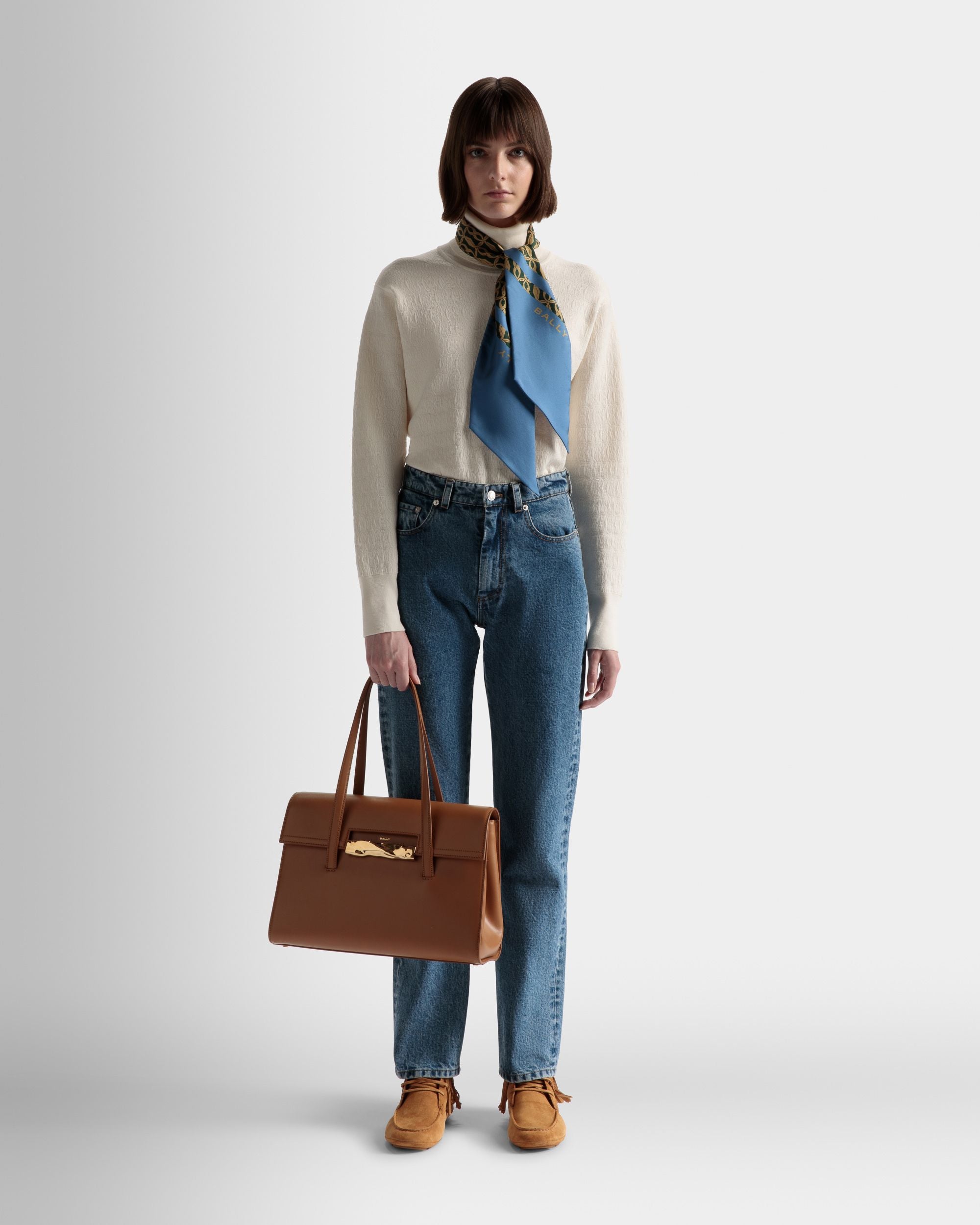 Sac d’épaule Baroque En Cuir Couleur Désert - Femme - Bally - 02