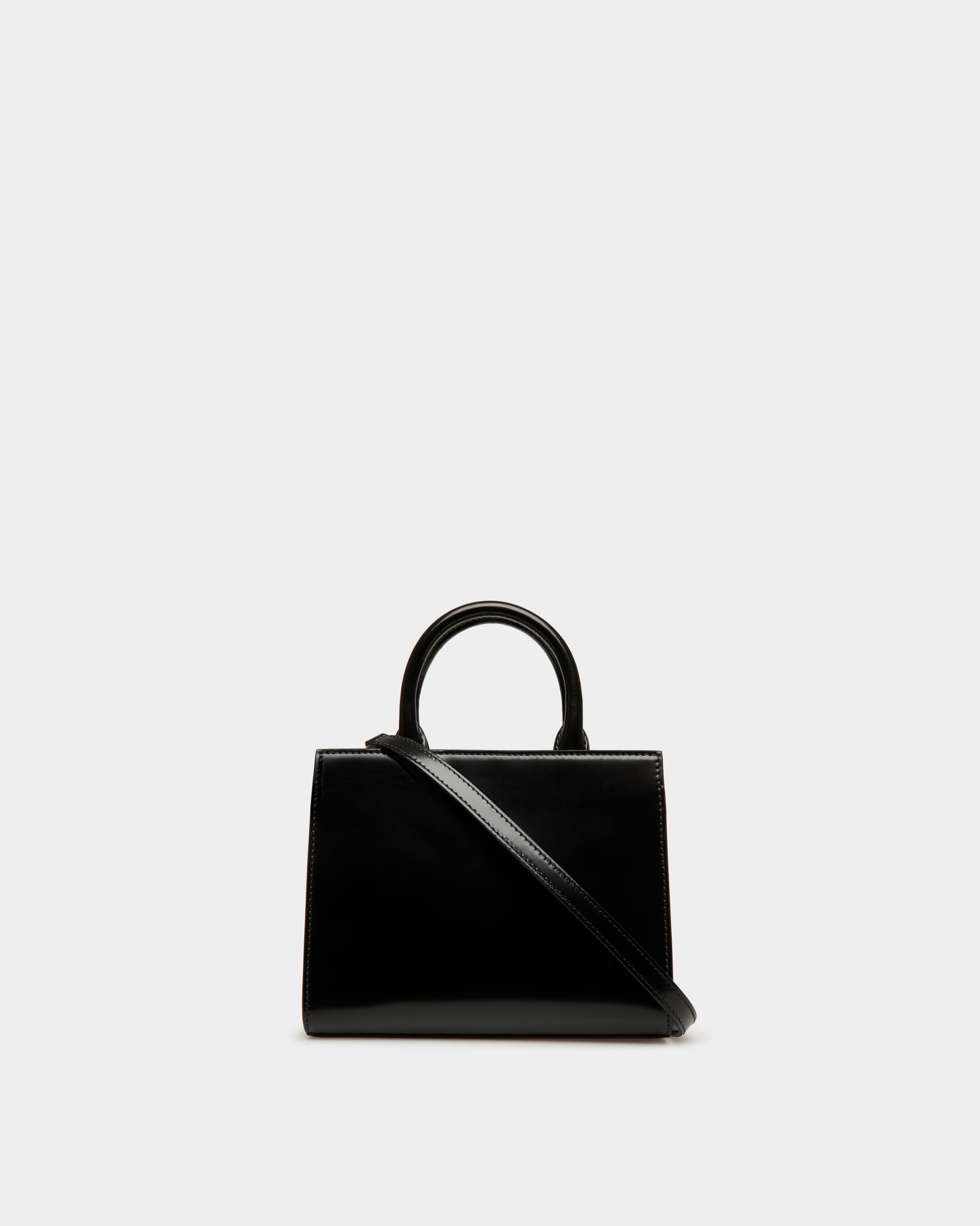 Petit Sac Cabas Emblem En Cuir Brossé Noir - Femme - Bally - 03