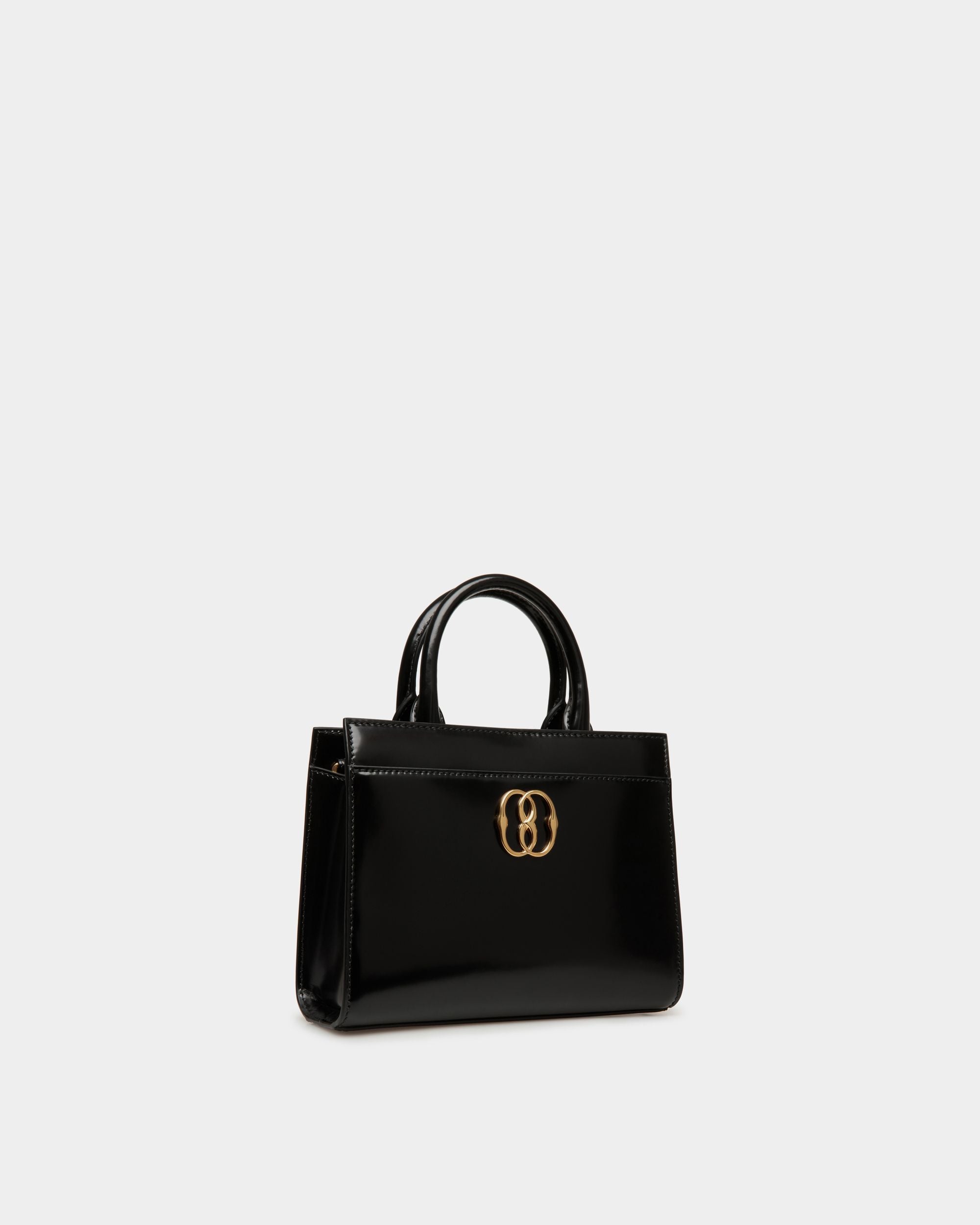 Petit Sac Cabas Emblem En Cuir Brossé Noir - Femme - Bally - 04