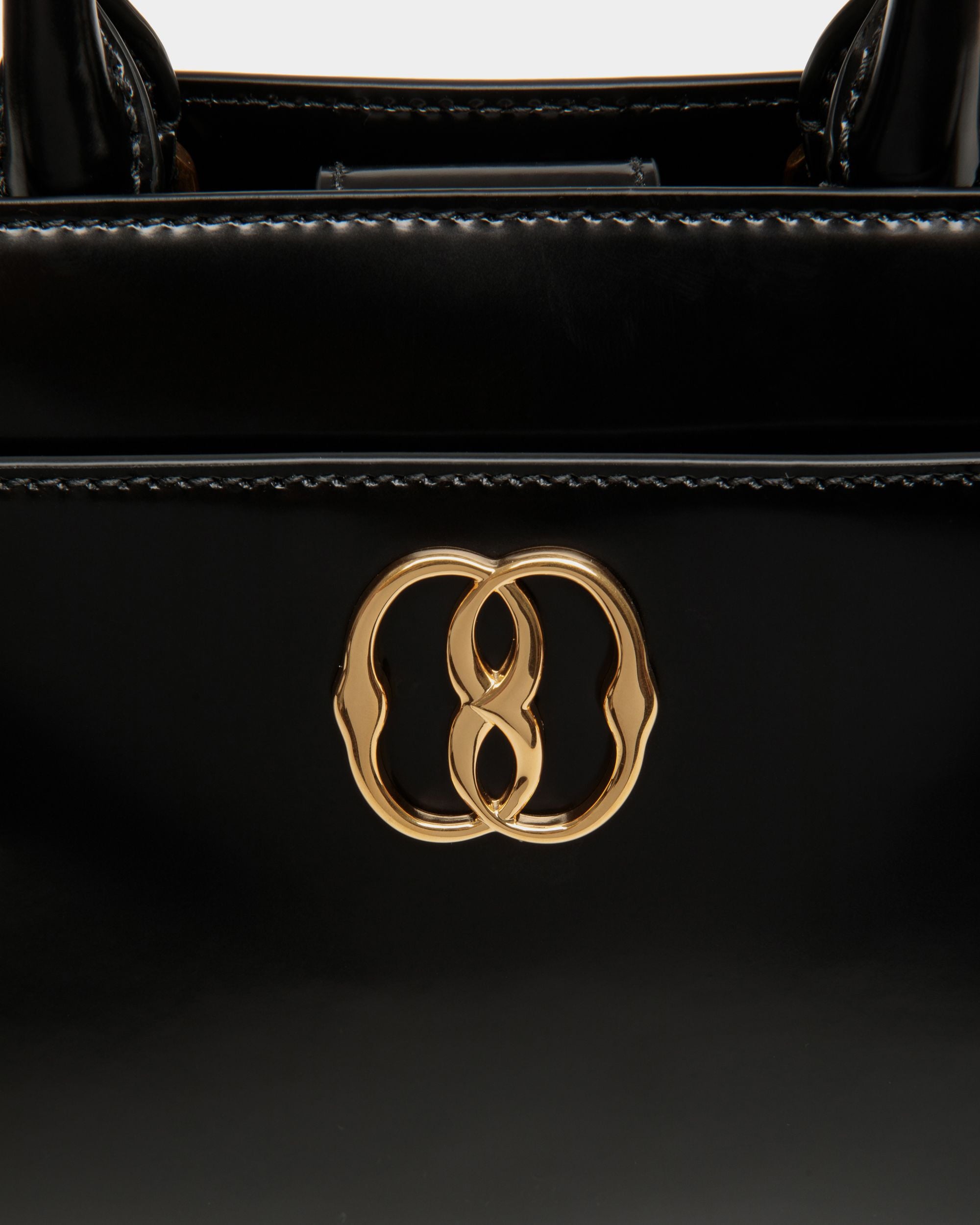 Petit Sac Cabas Emblem En Cuir Brossé Noir - Femme - Bally - 06