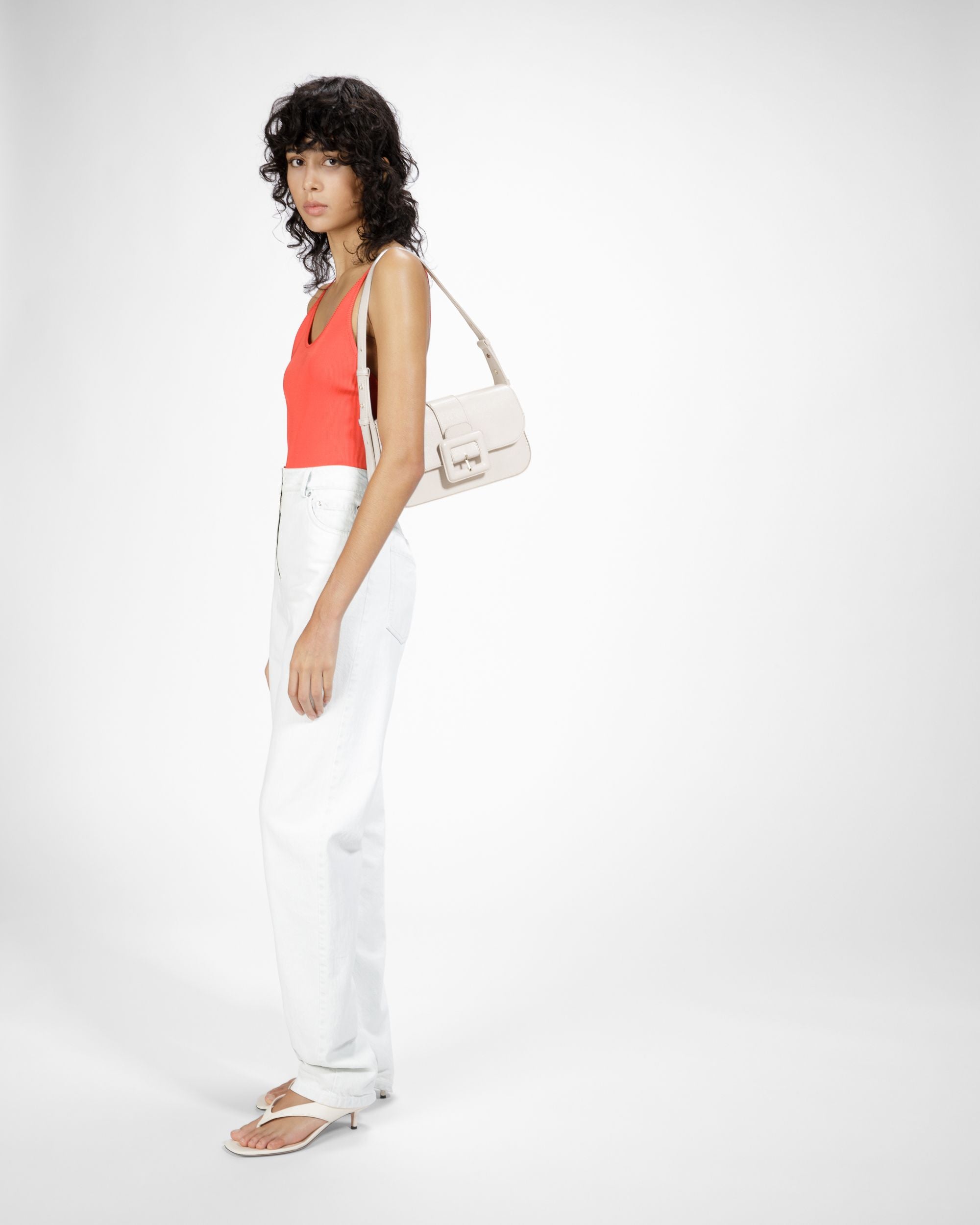 Jadha Sac Porté Épaule En Cuir Couleur Ivoire - Femme - Bally - 06