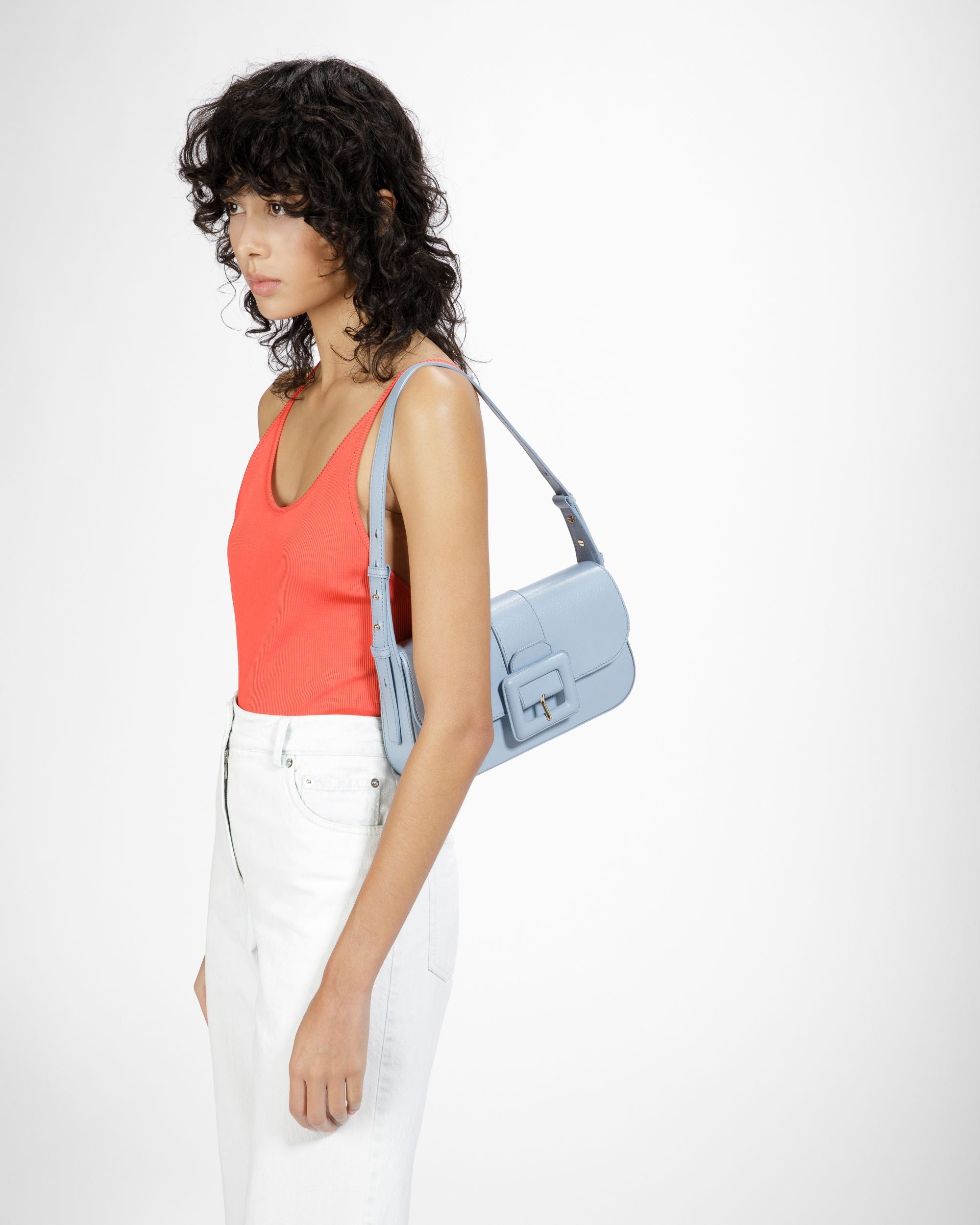 Jadha Sac Porté Épaule En Cuir Bleu Clair - Femme - Bally - 02