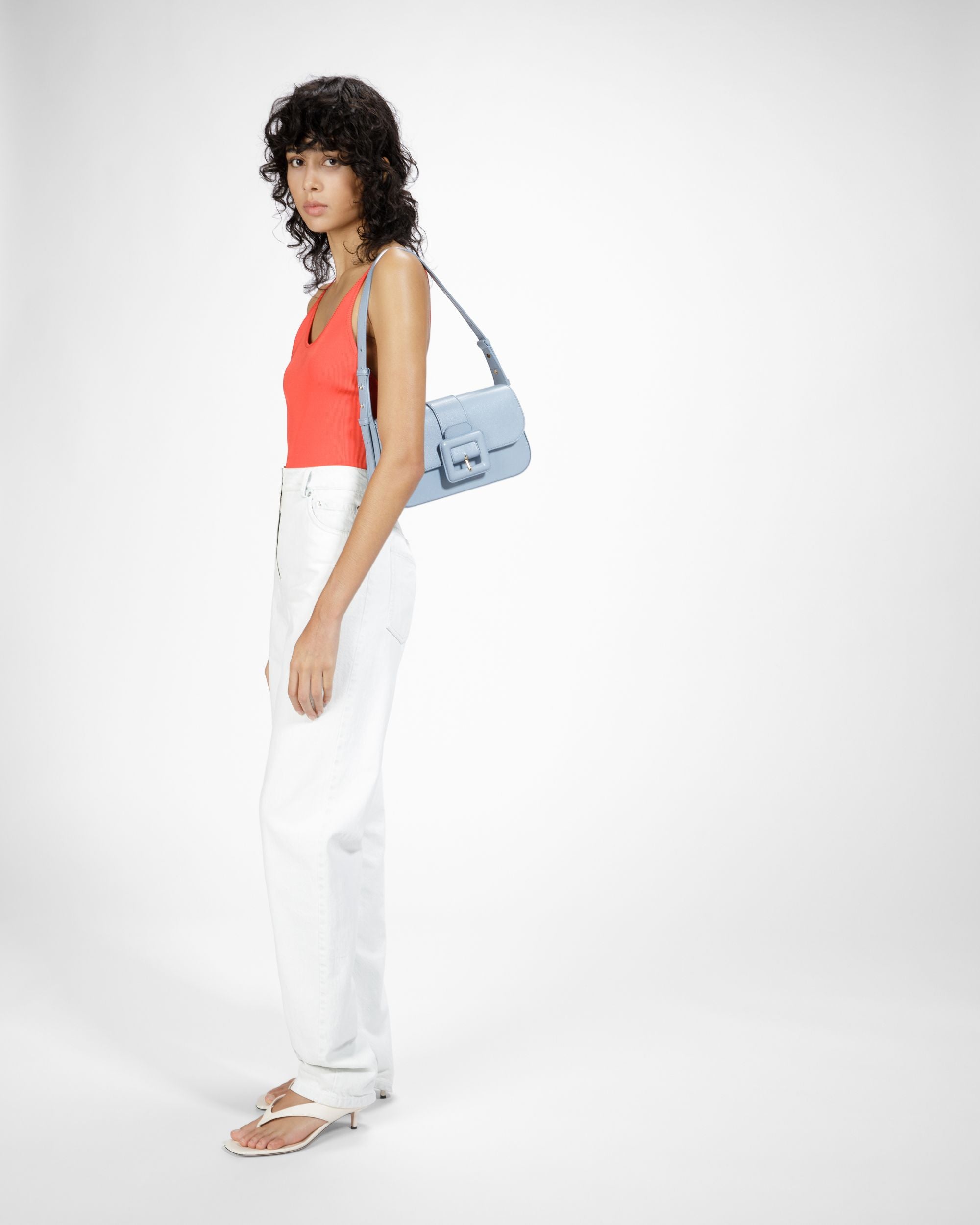 Jadha Sac Porté Épaule En Cuir Bleu Clair - Femme - Bally - 06