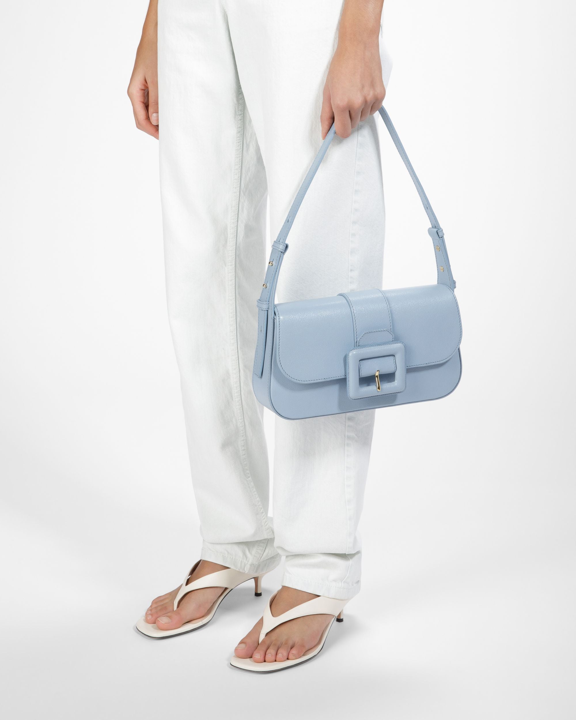 Jadha Sac Porté Épaule En Cuir Bleu Clair - Femme - Bally - 08