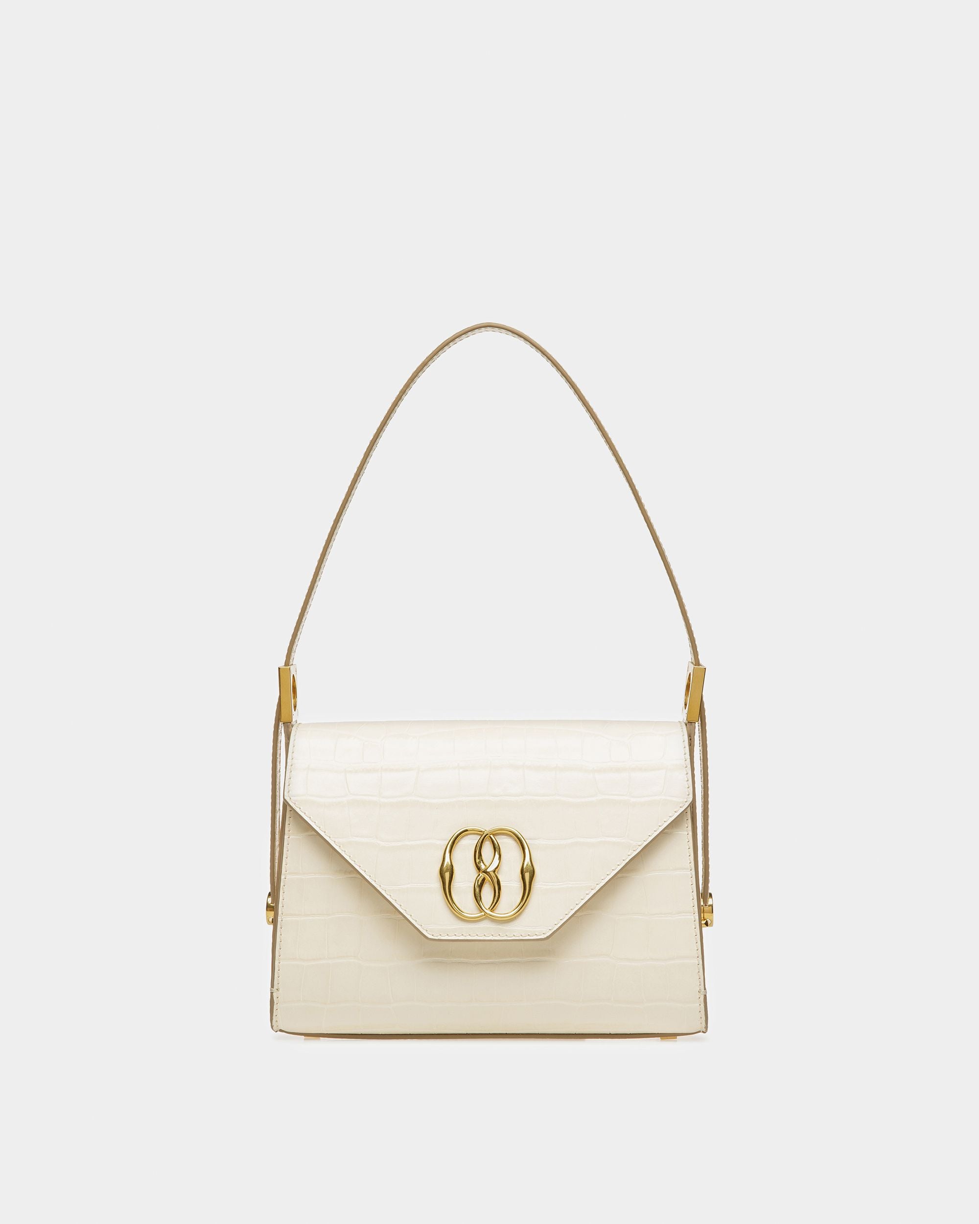 Sac Emblem Anse Supérieure En Cuir Gaufré Crocodile - Femme - Bally - 01