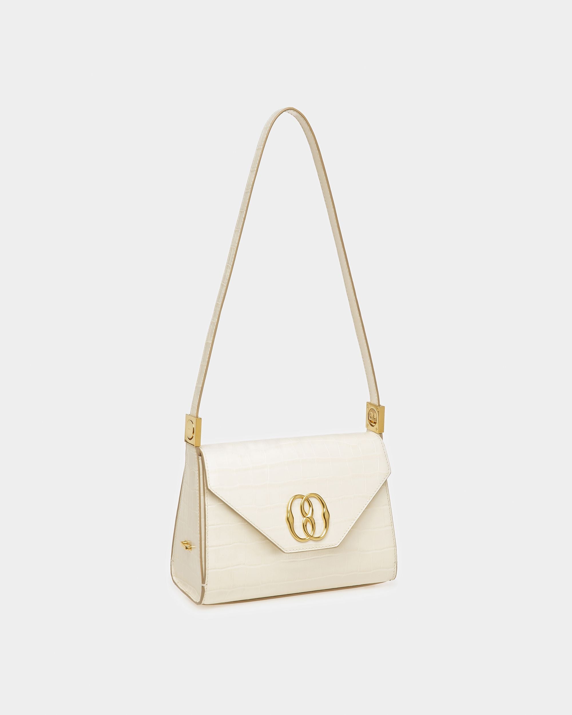 Sac Emblem Anse Supérieure En Cuir Gaufré Crocodile - Femme - Bally - 04