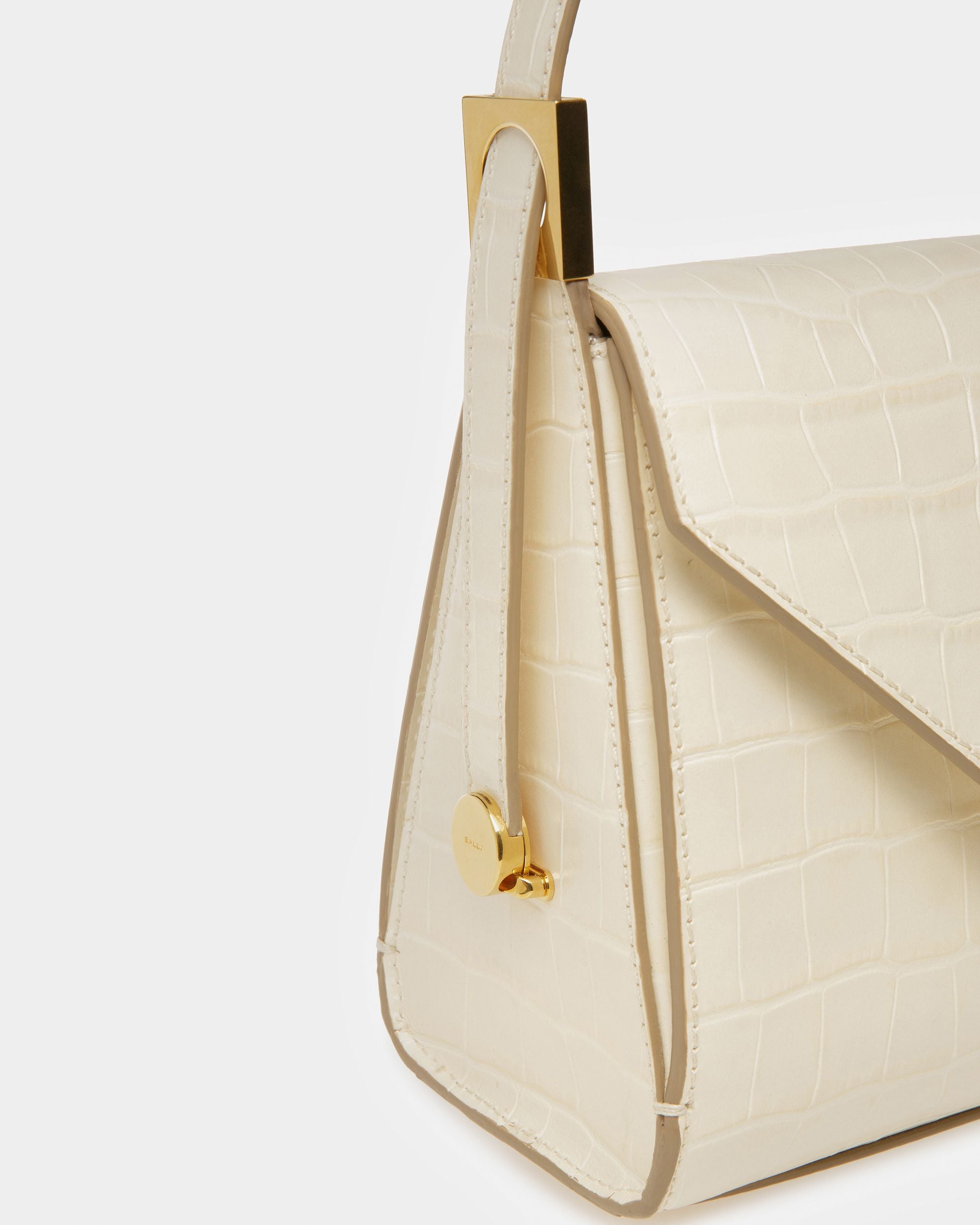 Sac Emblem Anse Supérieure En Cuir Gaufré Crocodile - Femme - Bally - 06