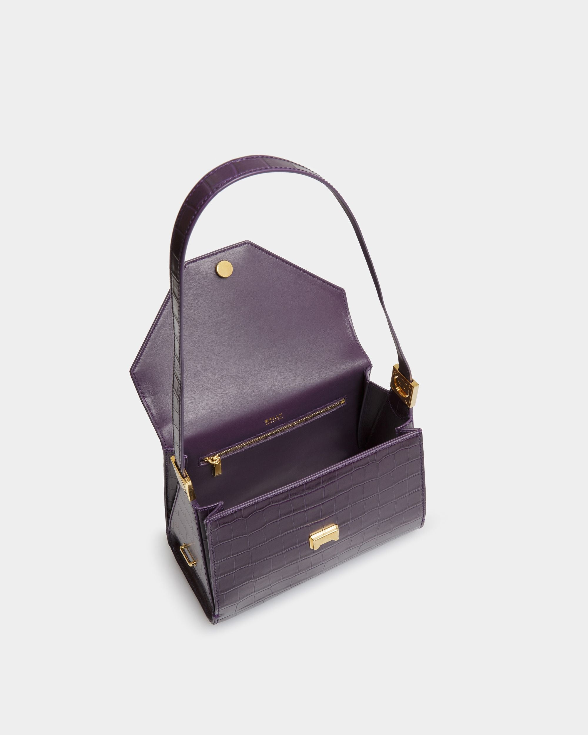 Sac Emblem À Anse Supérieure En Cuir Orchidée - Femme - Bally - 05
