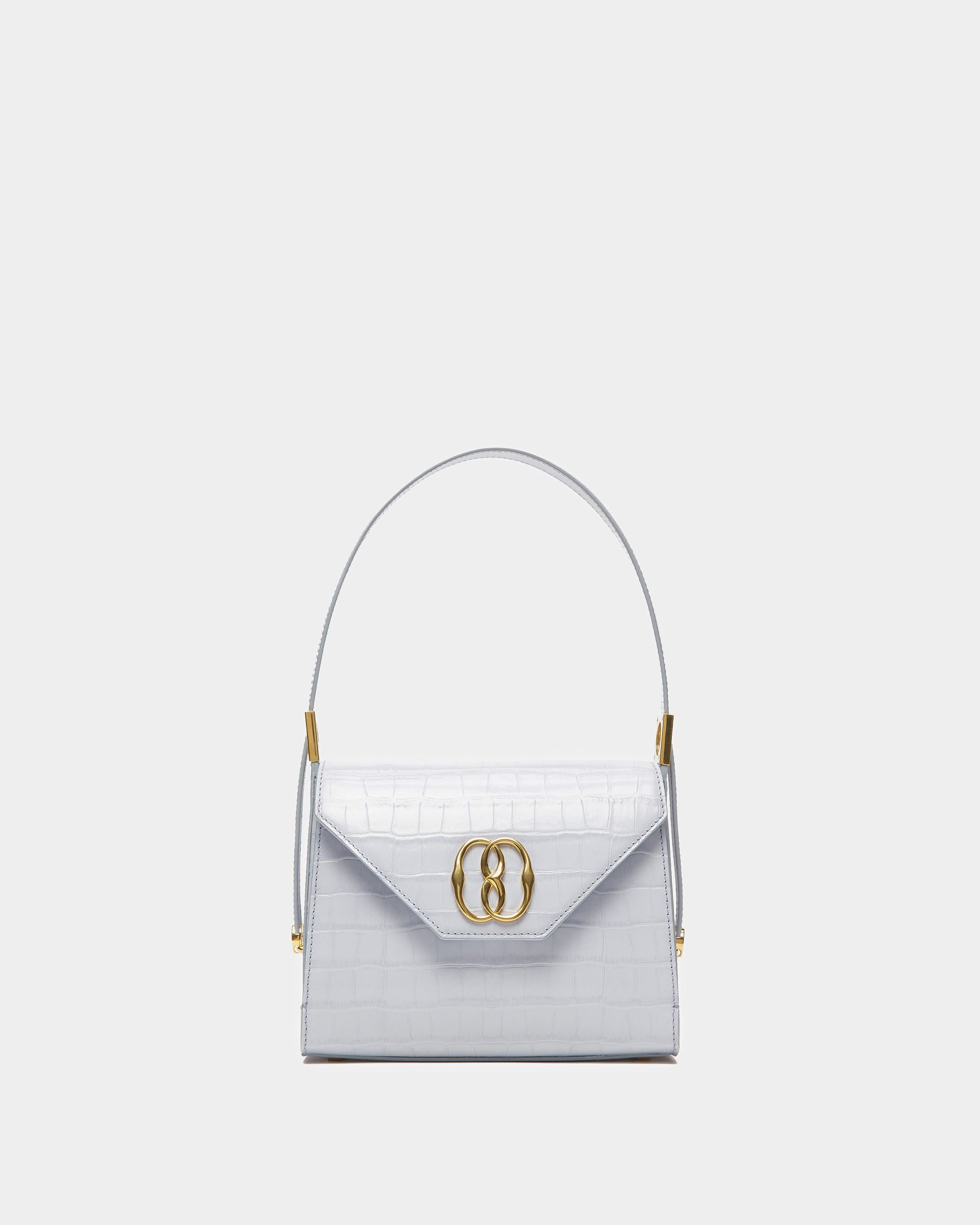 Sac Emblem À Anse Supérieure En Cuir Bleu Clair - Femme - Bally - 01
