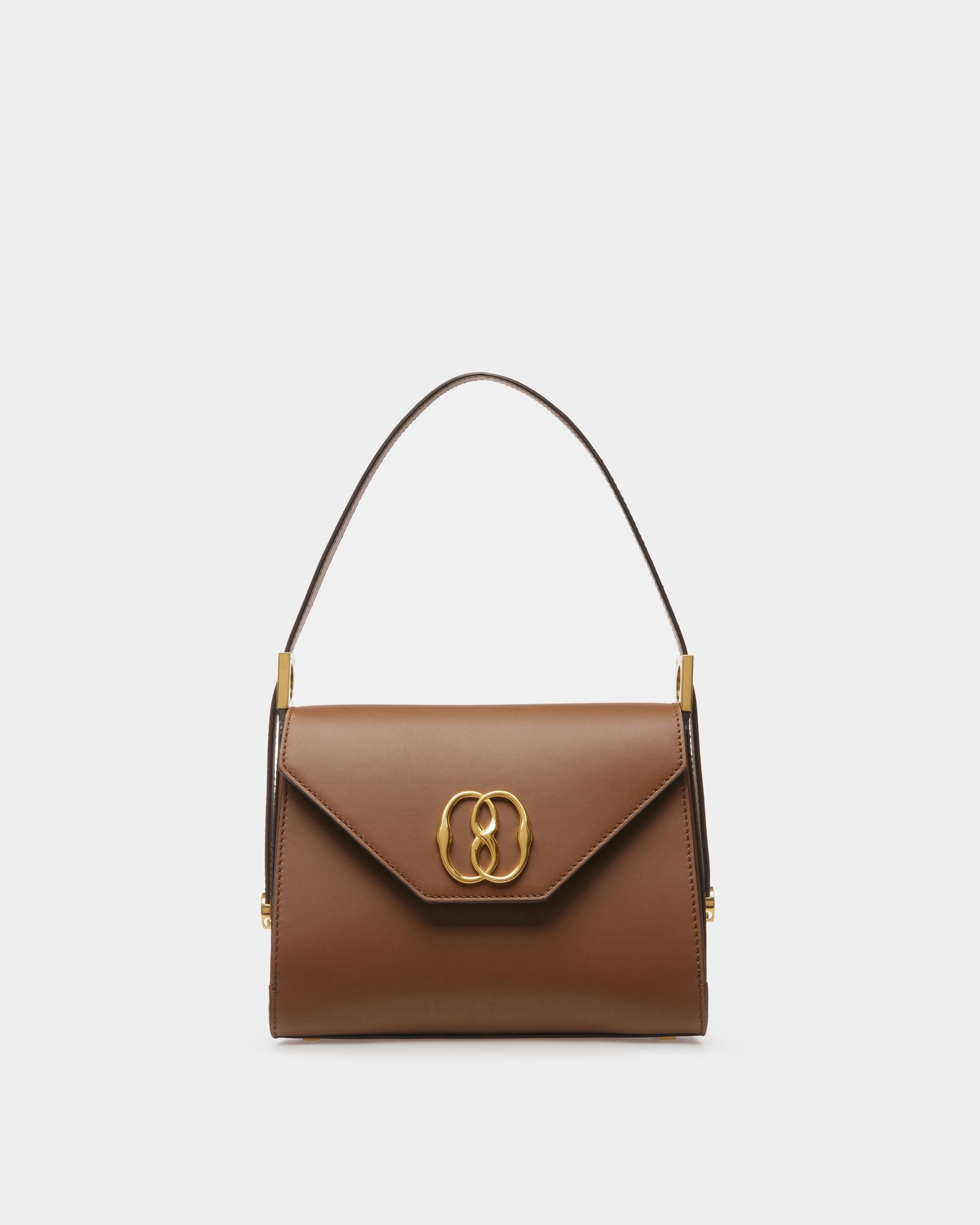 Sac Emblem À Anse Supérieure En Cuir Marron - Femme - Bally - 01