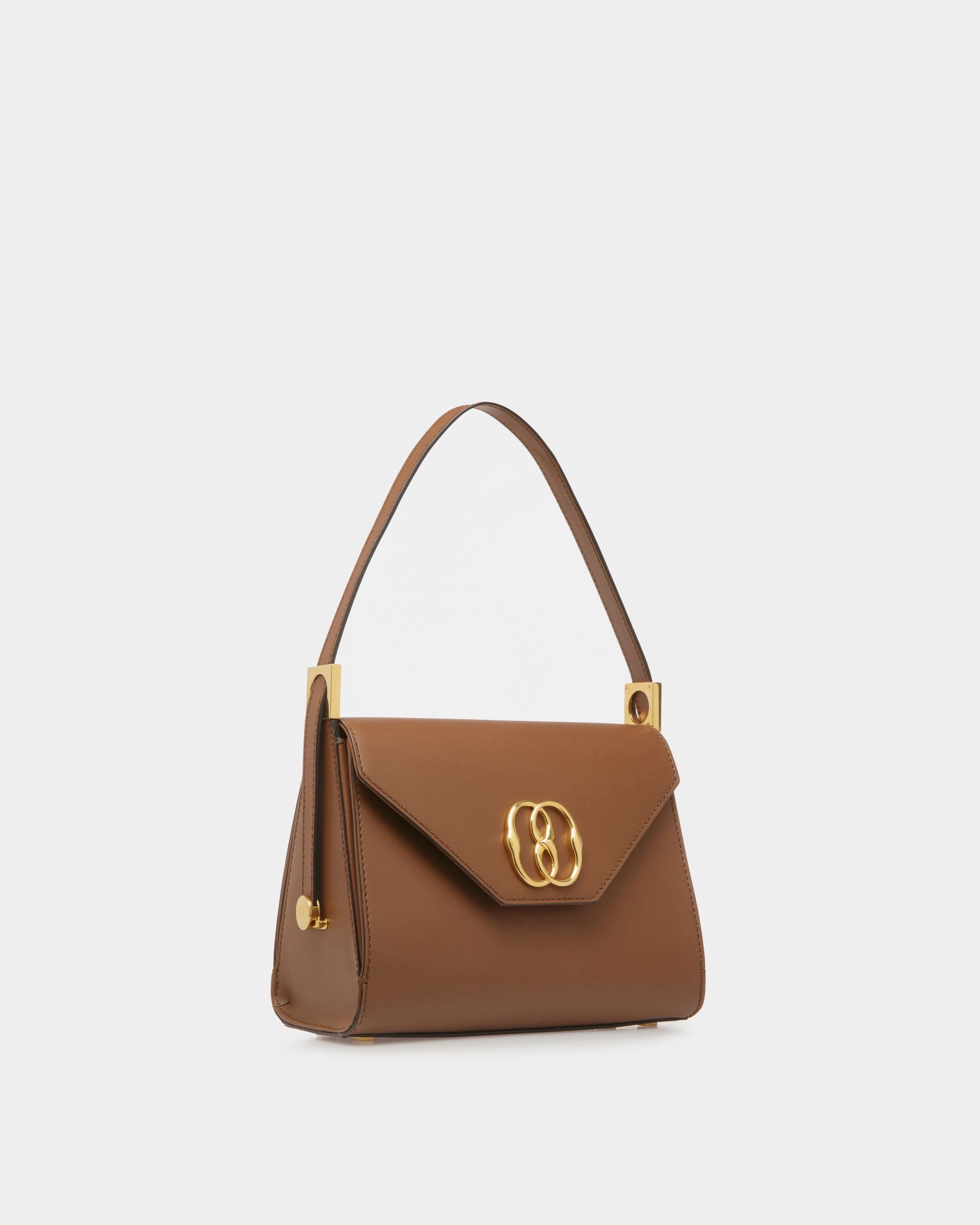 Sac Emblem À Anse Supérieure En Cuir Marron - Femme - Bally - 03