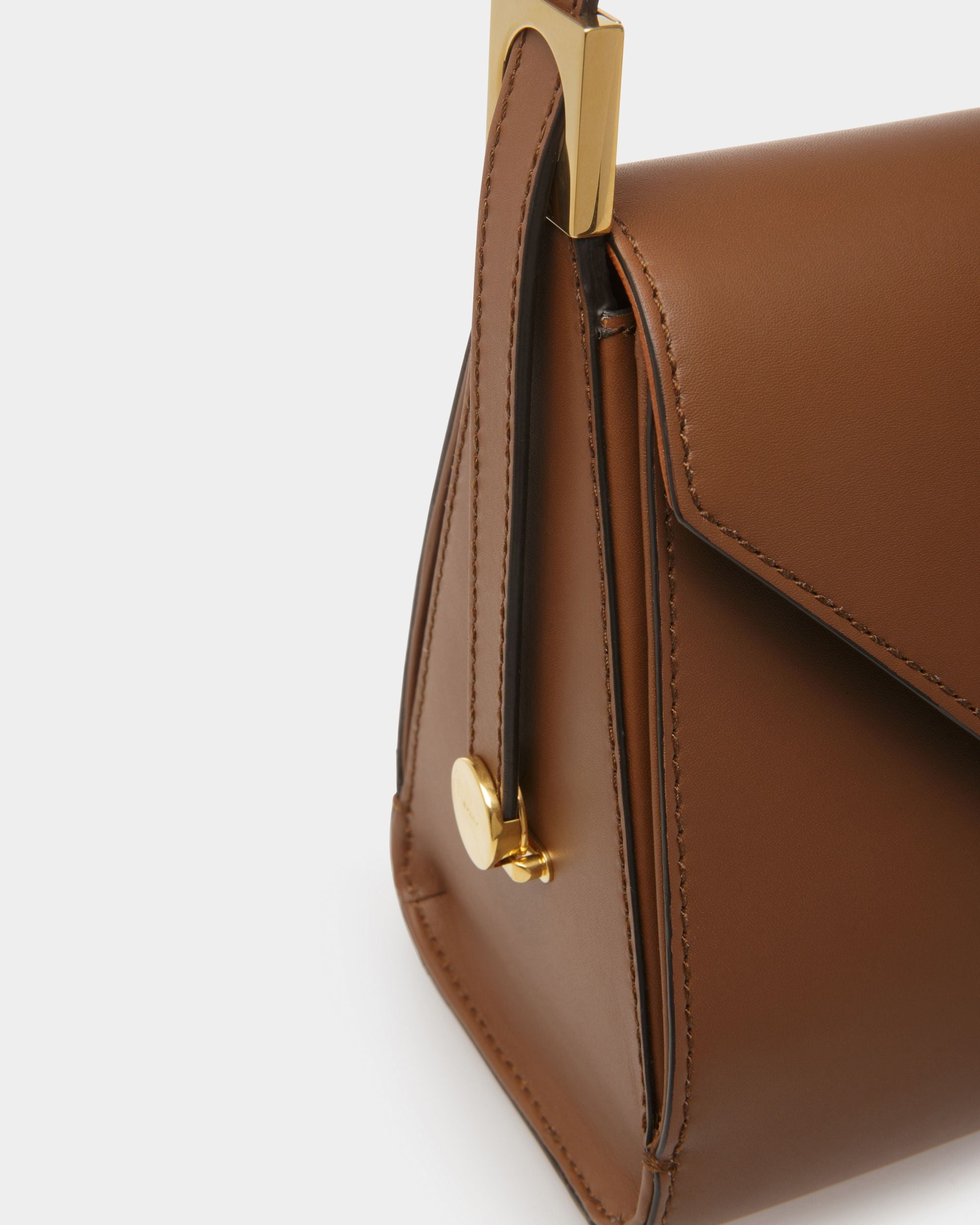 Sac Emblem À Anse Supérieure En Cuir Marron - Femme - Bally - 05