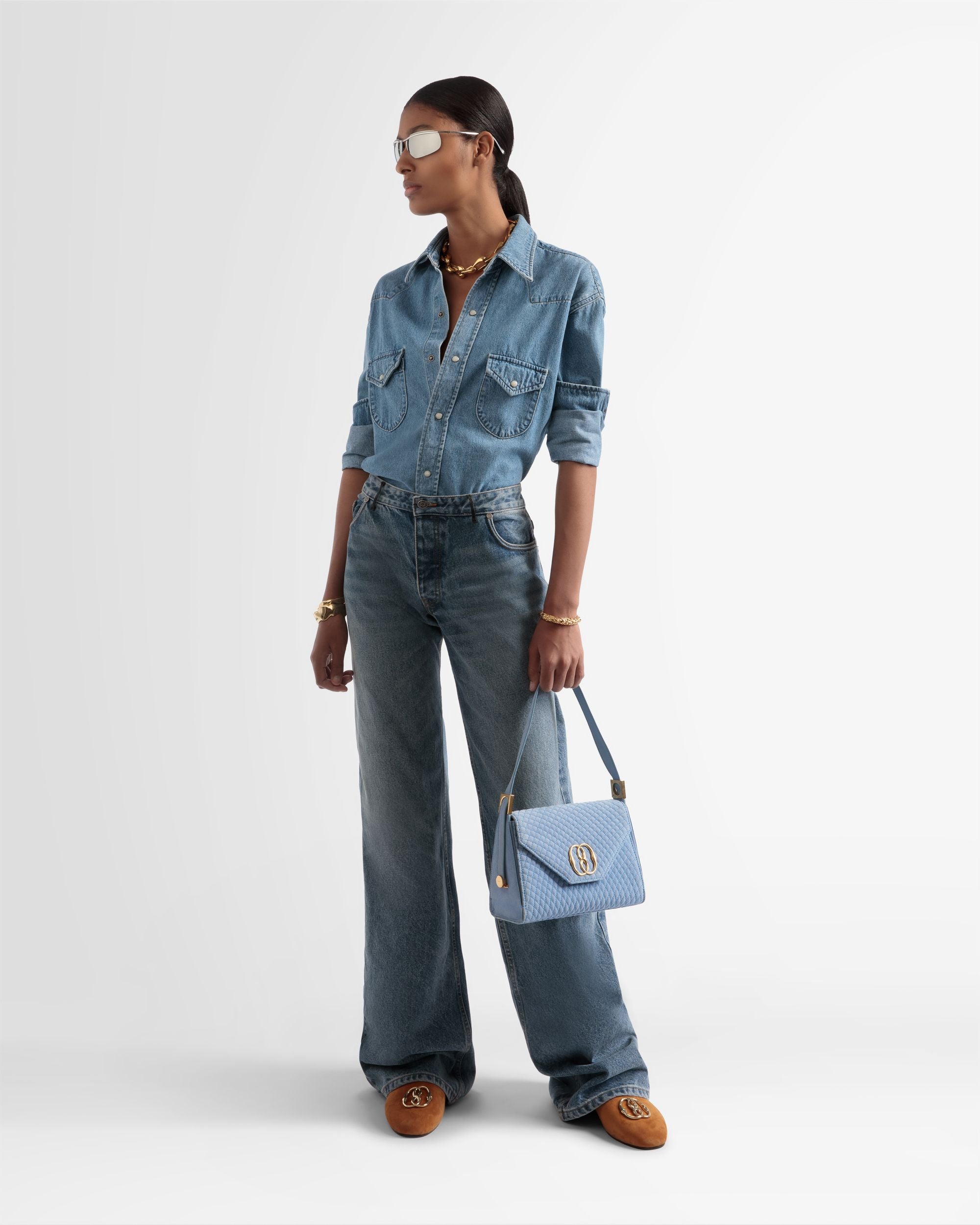 Sac Emblem Anse Supérieure En Daim Matelassé - Femme - Bally - 02