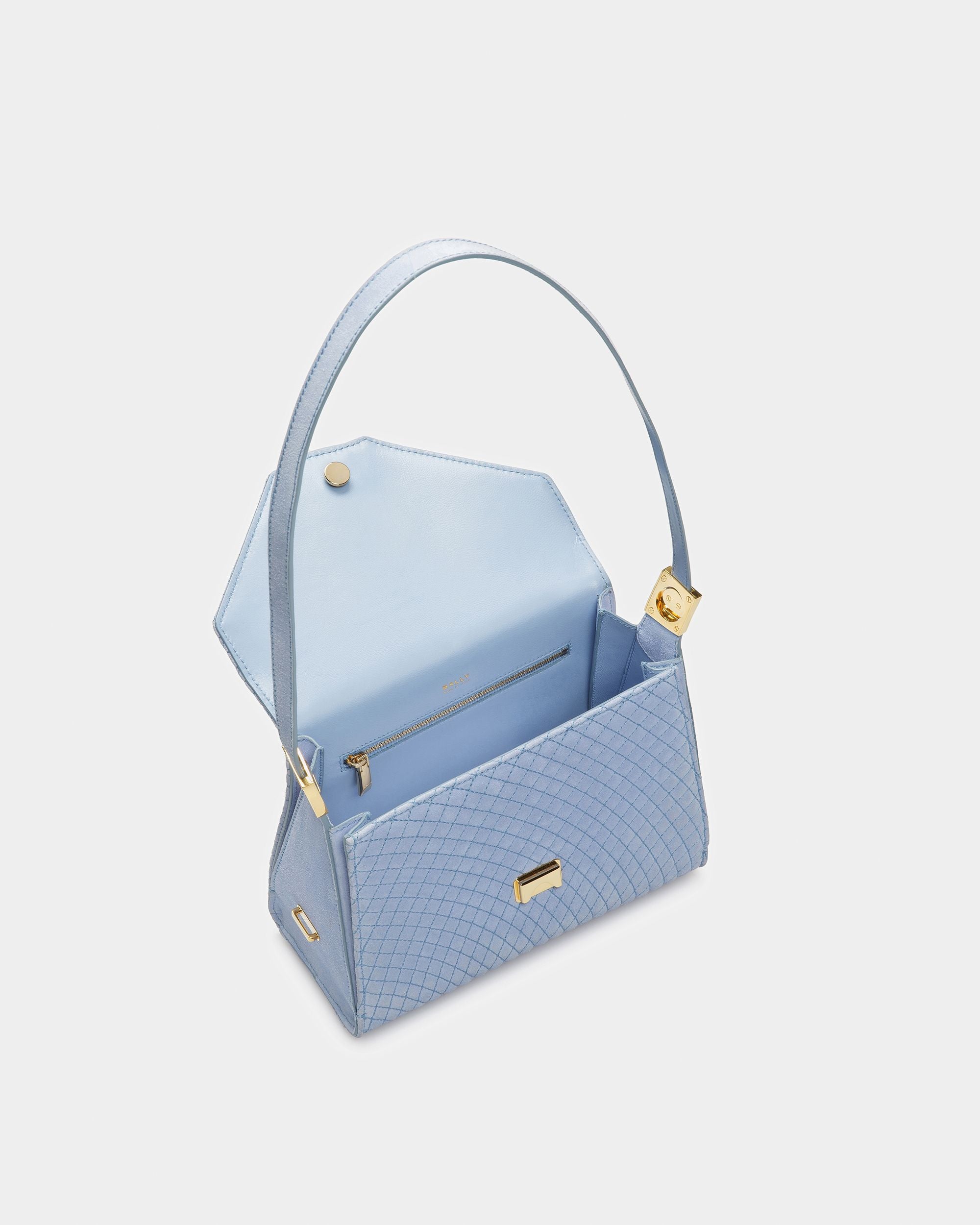 Sac Emblem Anse Supérieure En Daim Matelassé - Femme - Bally - 05
