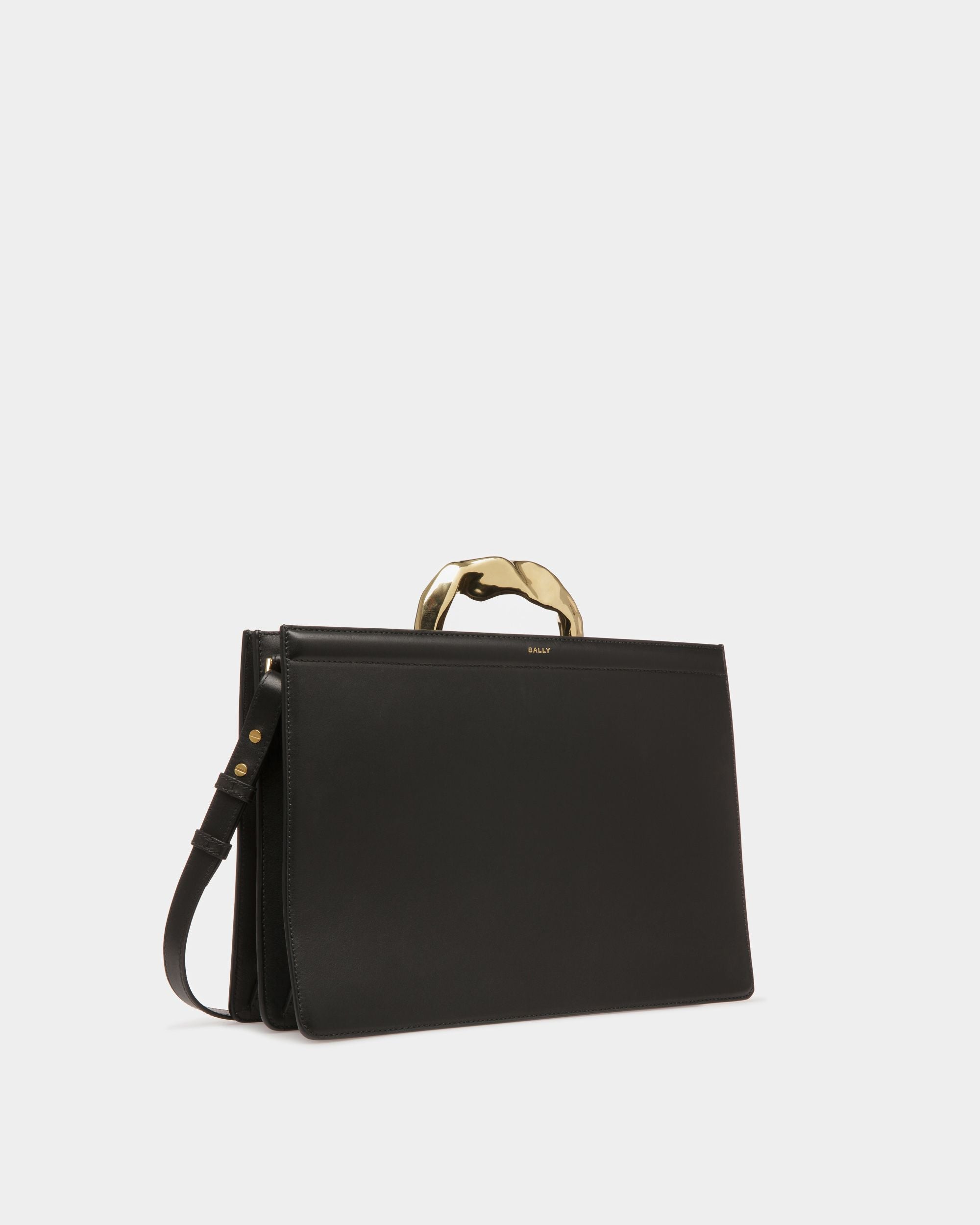 Sac Baroque À Anse Supérieure En Cuir Noir - Femme - Bally - 04