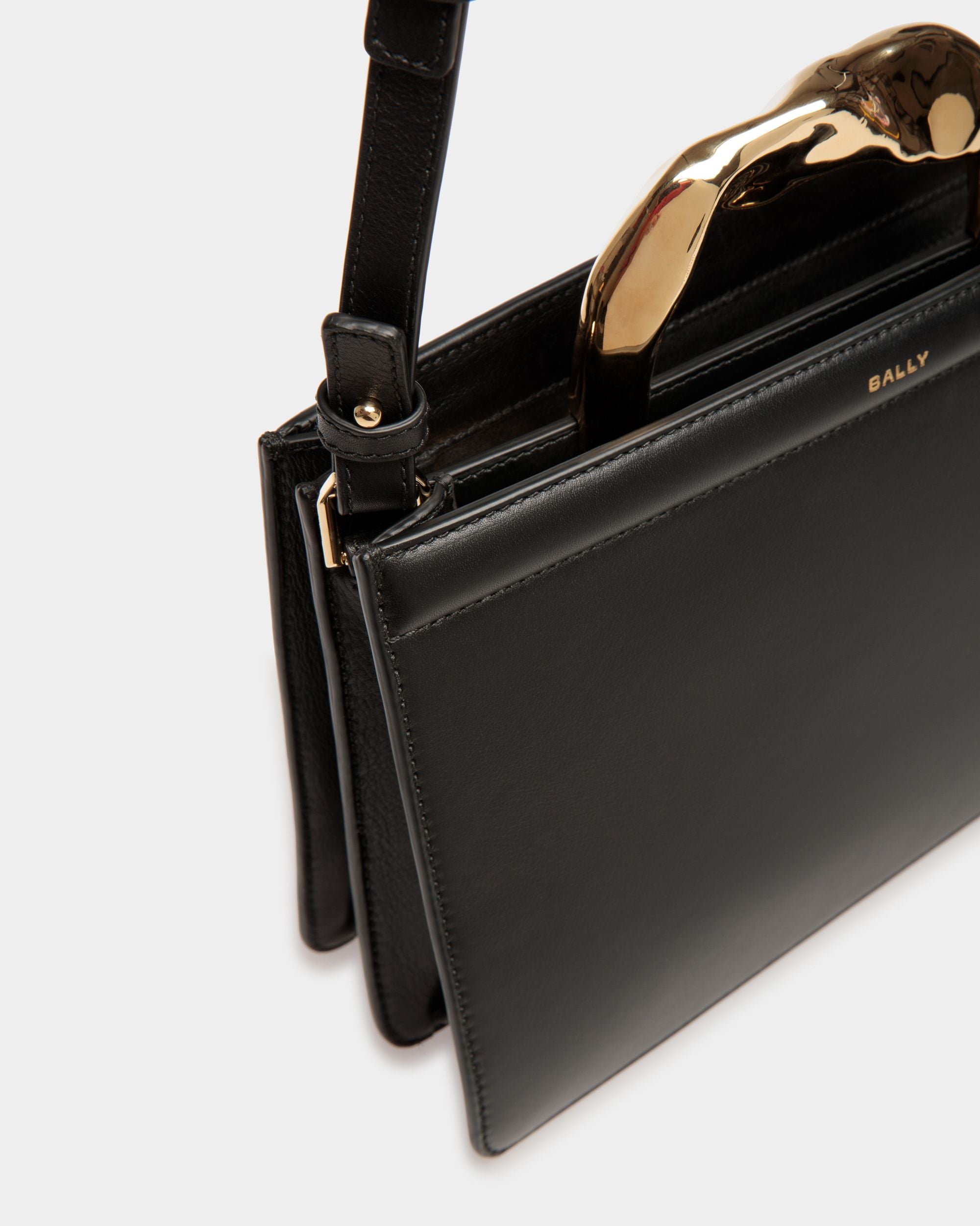 Sac Baroque À Anse Supérieure En Cuir Noir - Femme - Bally - 06