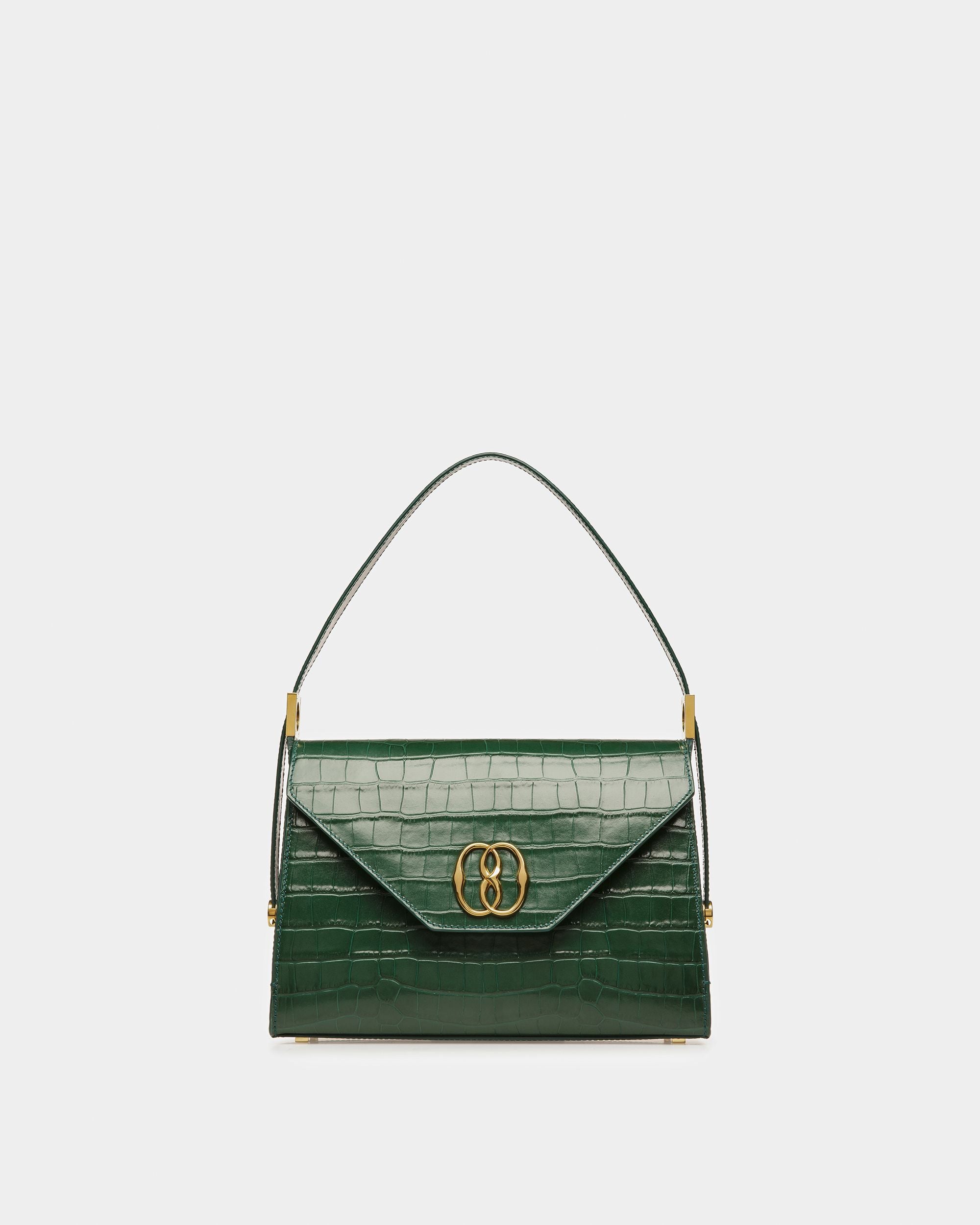 Sac D’épaule Emblem En Cuir Gaufré Crocodile - Femme - Bally - 01
