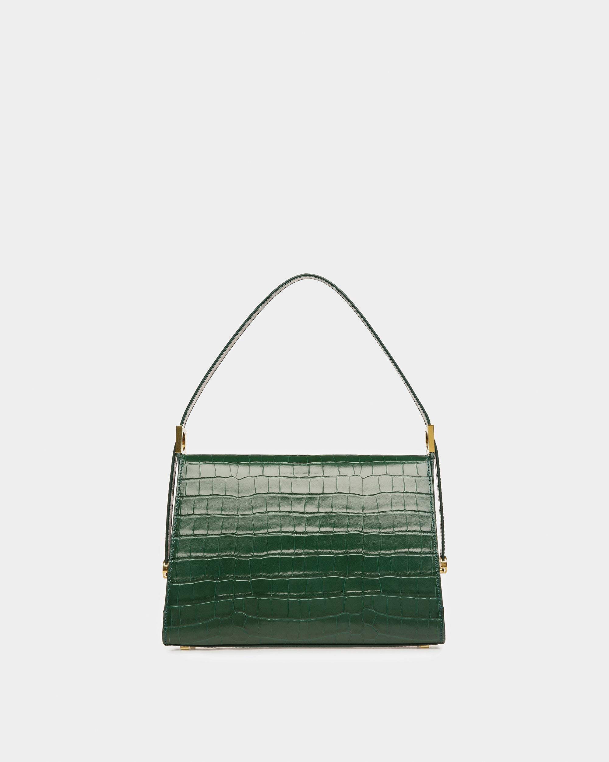 Sac D’épaule Emblem En Cuir Gaufré Crocodile - Femme - Bally - 03