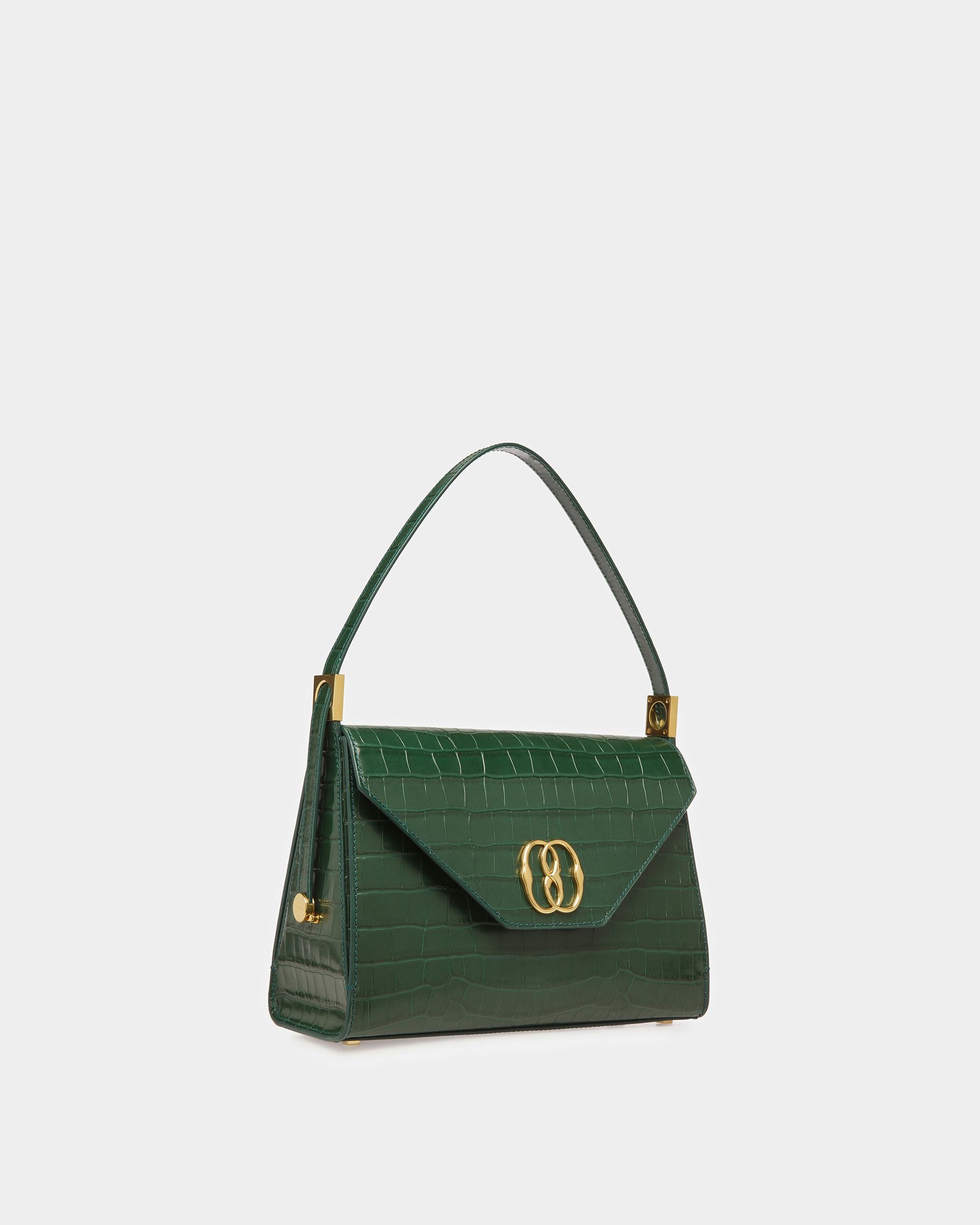 Sac D’épaule Emblem En Cuir Gaufré Crocodile - Femme - Bally - 04