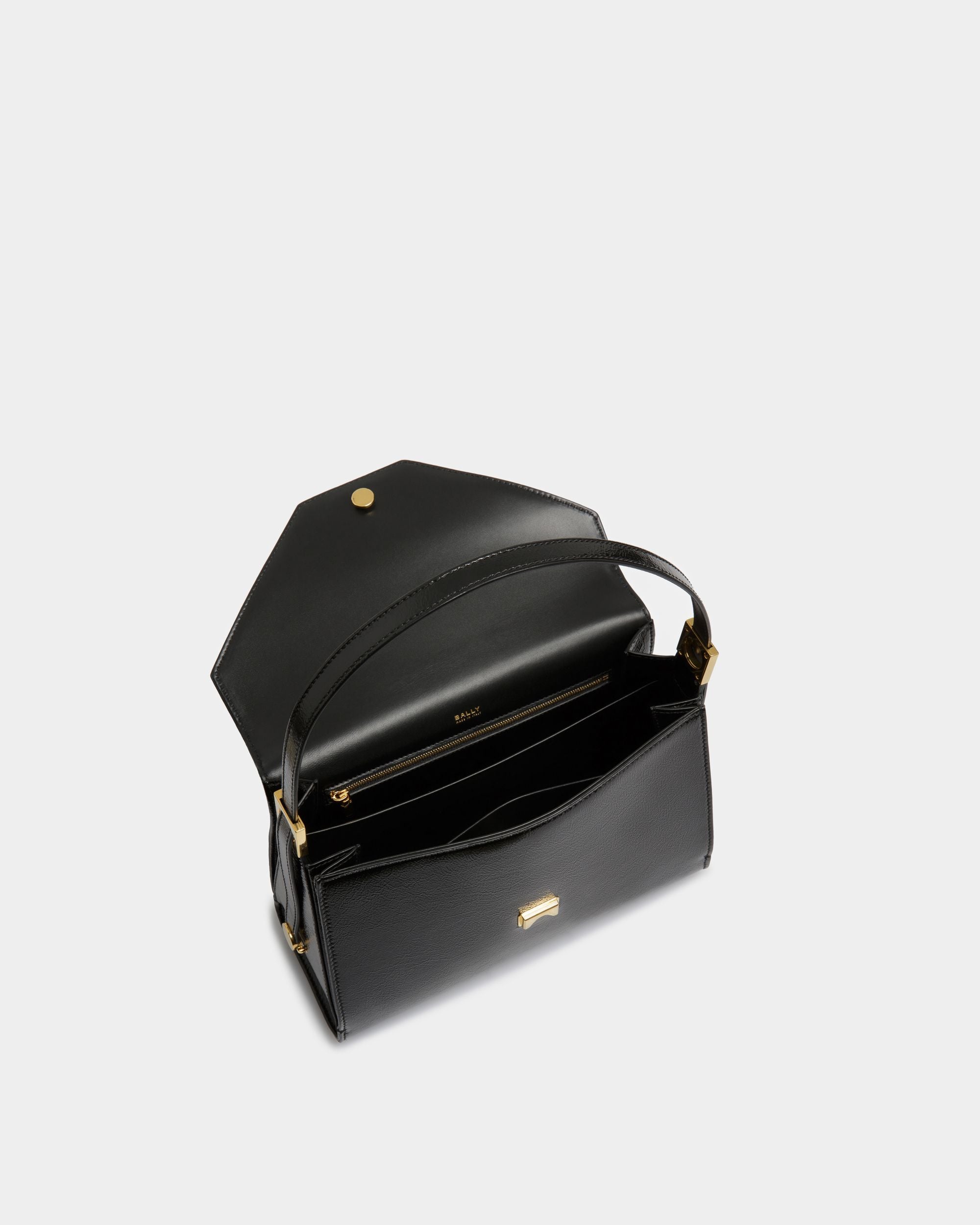 Sac D’Épaule Emblem En Cuir Noir - Femme - Bally - 04