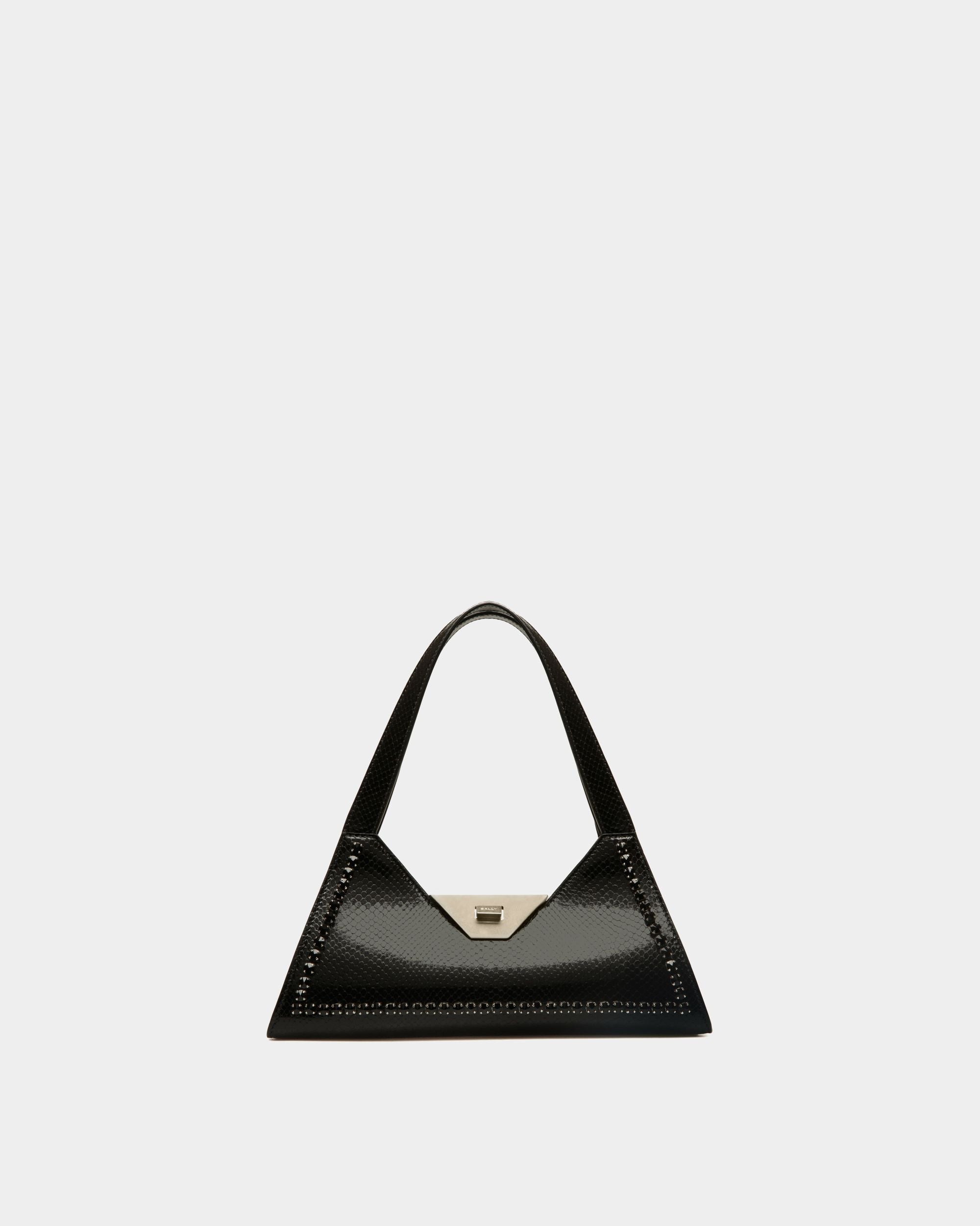 Petit Sac D’Épaule Tilt Pour Femme en Cuir À Imprimé Python Noir - Femme - Bally - 01