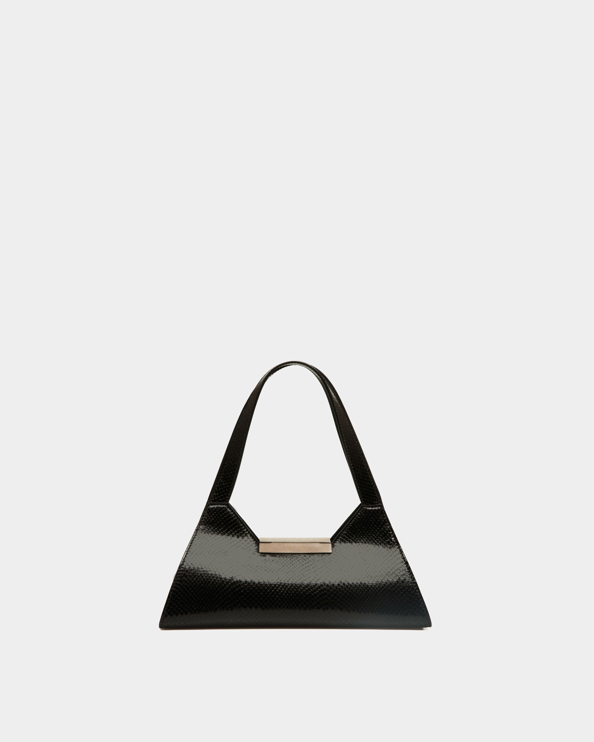 Petit Sac D’Épaule Tilt Pour Femme en Cuir À Imprimé Python Noir - Femme - Bally - 02