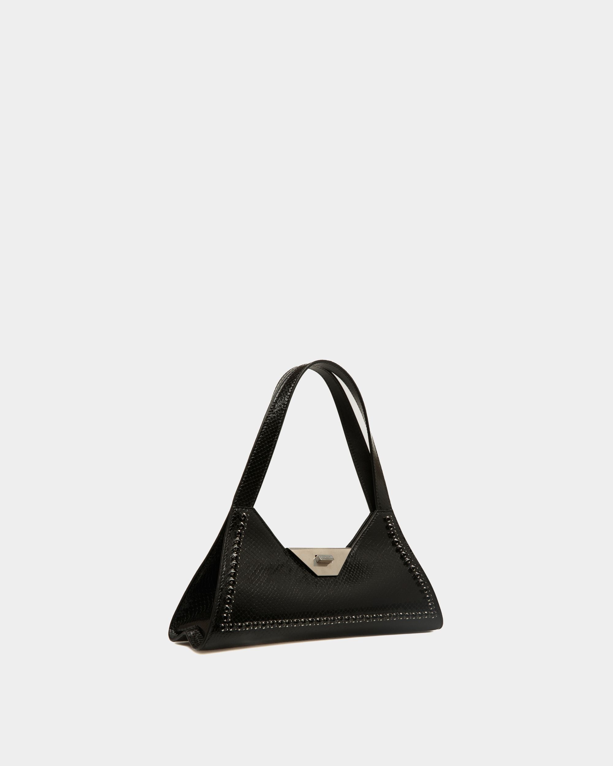 Petit Sac D’Épaule Tilt Pour Femme en Cuir À Imprimé Python Noir - Femme - Bally - 03