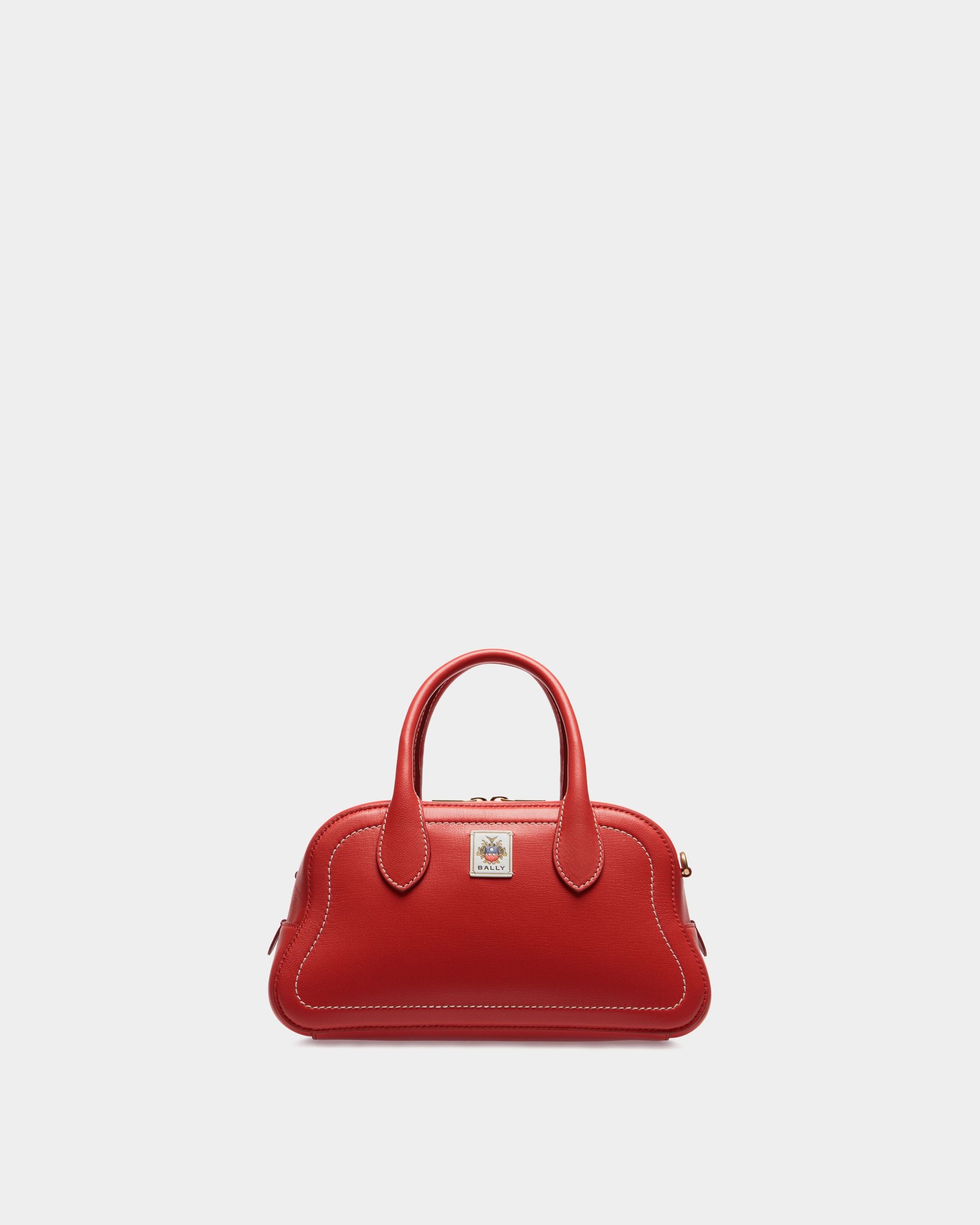 Sac À Anse Supérieure Unda En Cuir Grainé Rouge - Femme - Bally - 01
