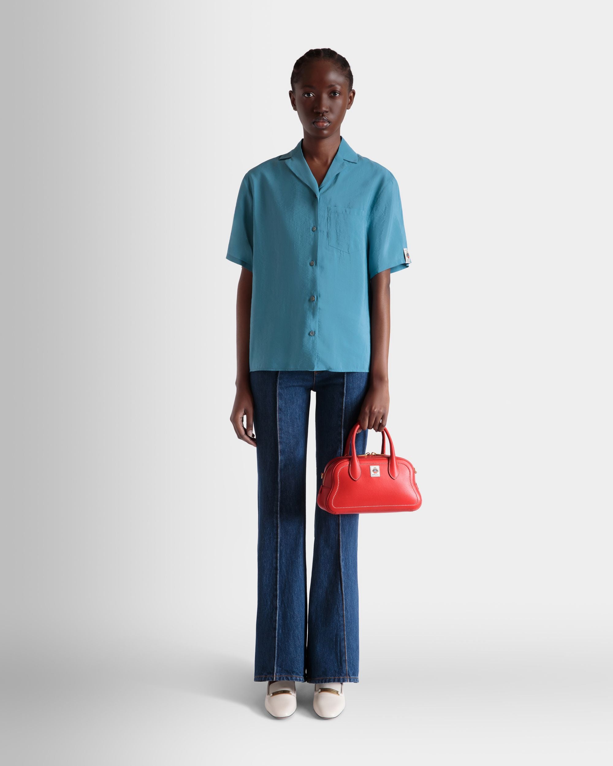 Sac À Anse Supérieure Unda En Cuir Grainé Rouge - Femme - Bally - 02