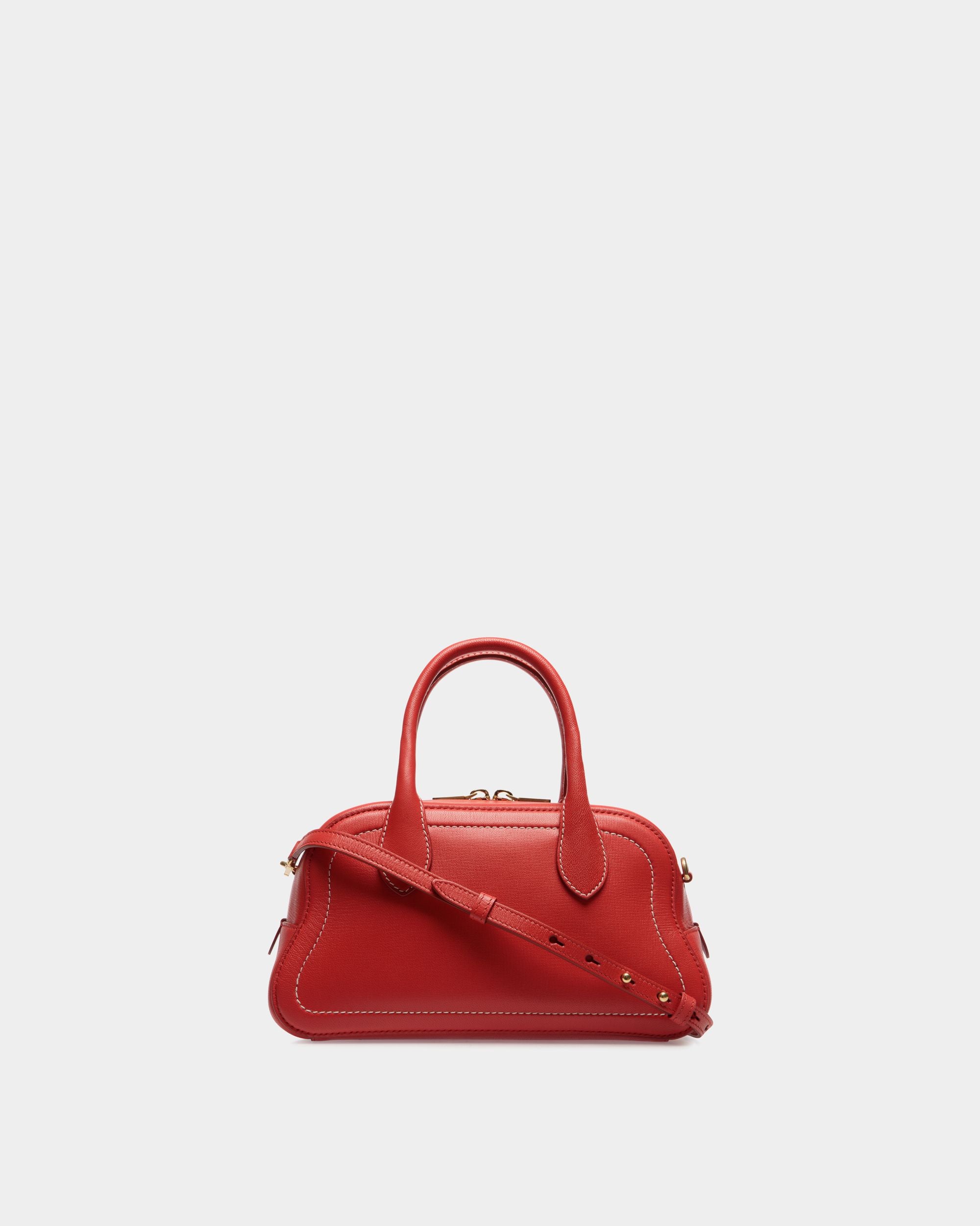 Sac À Anse Supérieure Unda En Cuir Grainé Rouge - Femme - Bally - 03