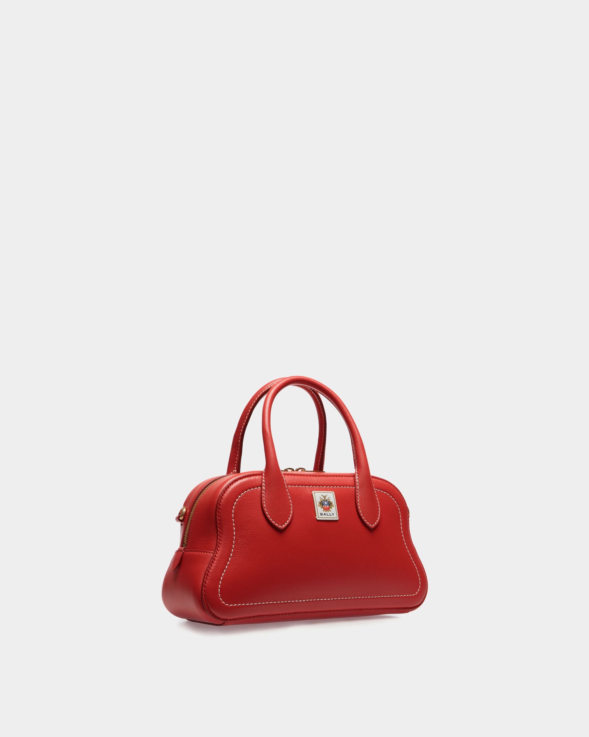 Sac À Anse Supérieure Unda En Cuir Grainé Rouge - Femme - Bally - 04