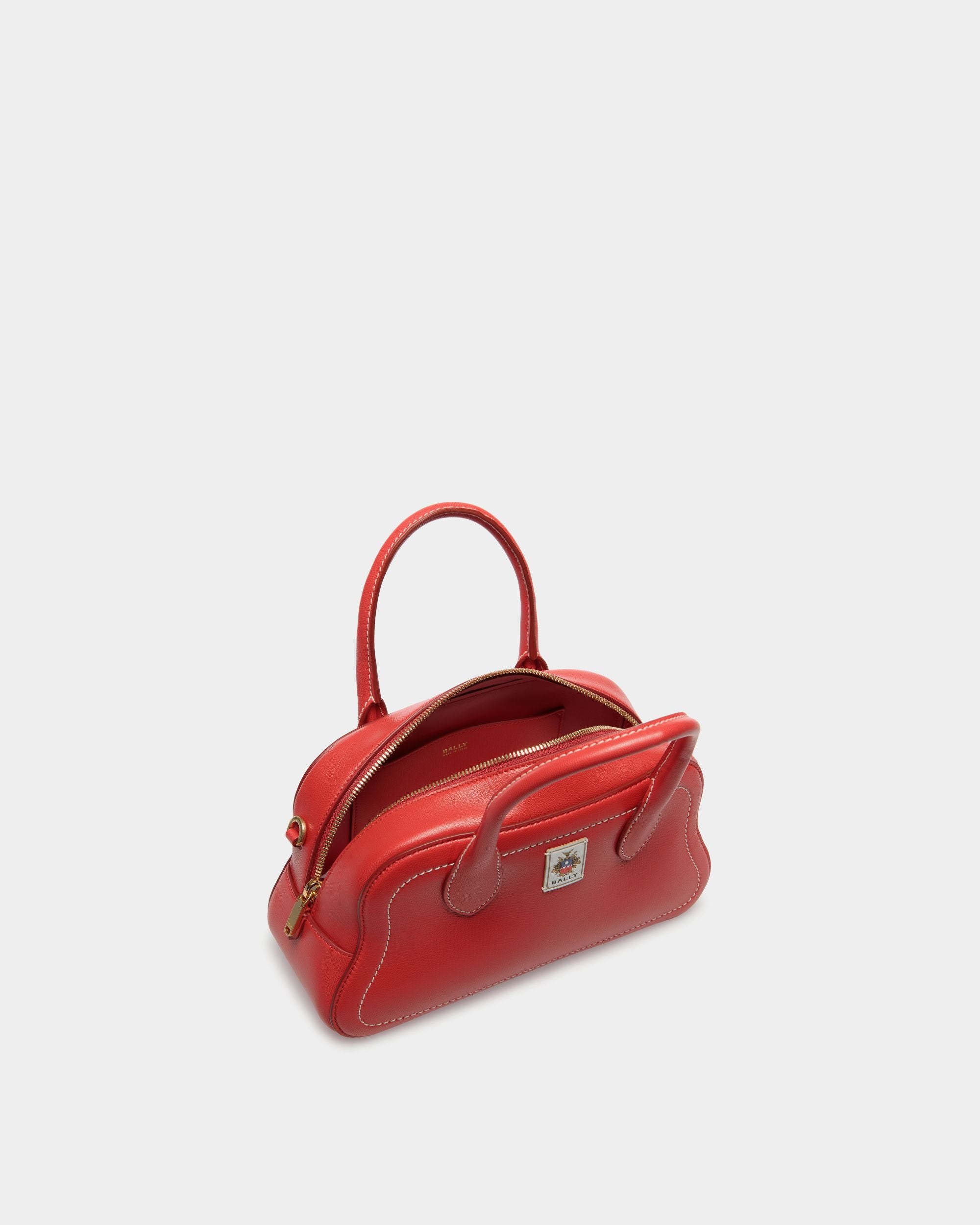 Sac À Anse Supérieure Unda En Cuir Grainé Rouge - Femme - Bally - 05