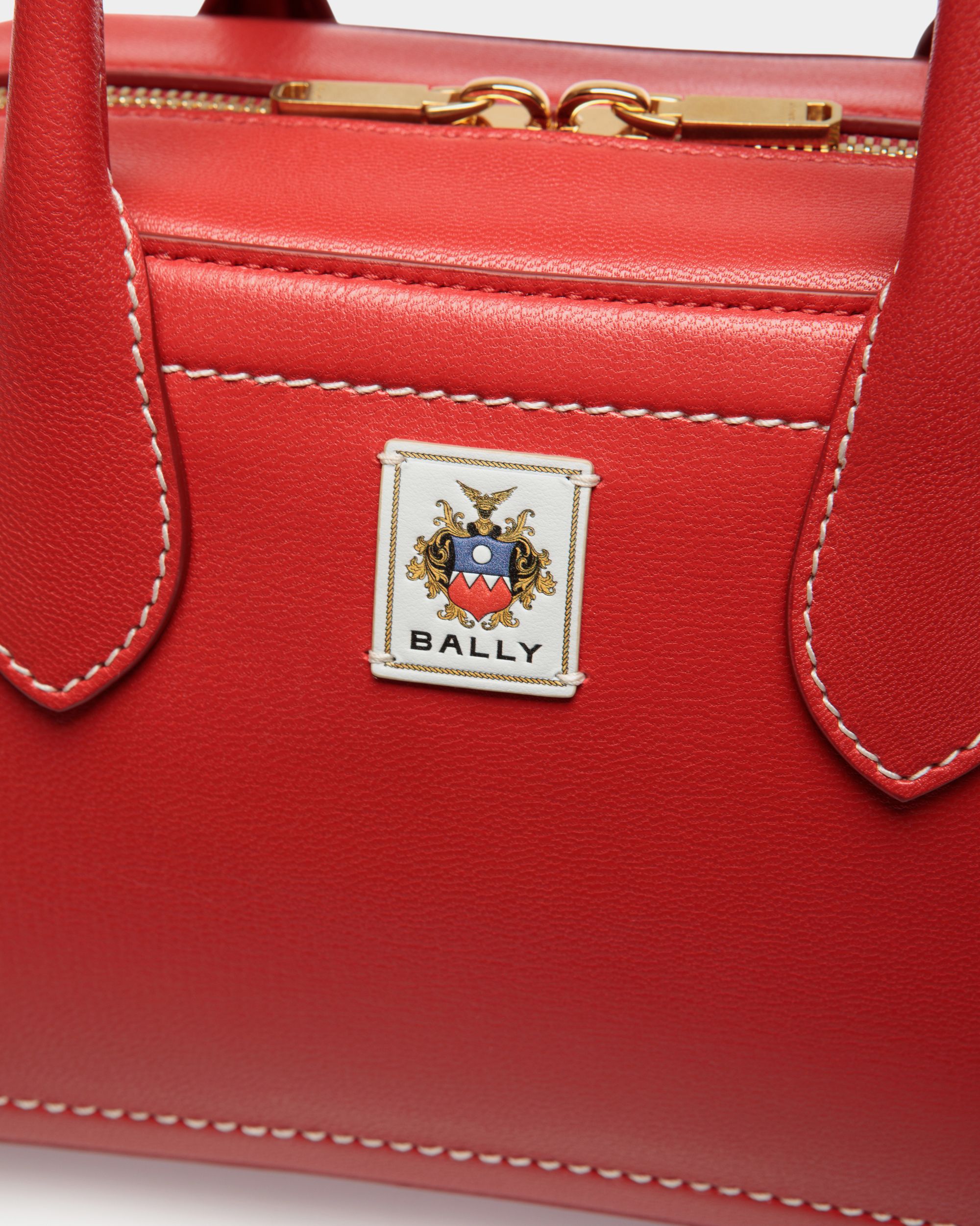 Sac À Anse Supérieure Unda En Cuir Grainé Rouge - Femme - Bally - 06