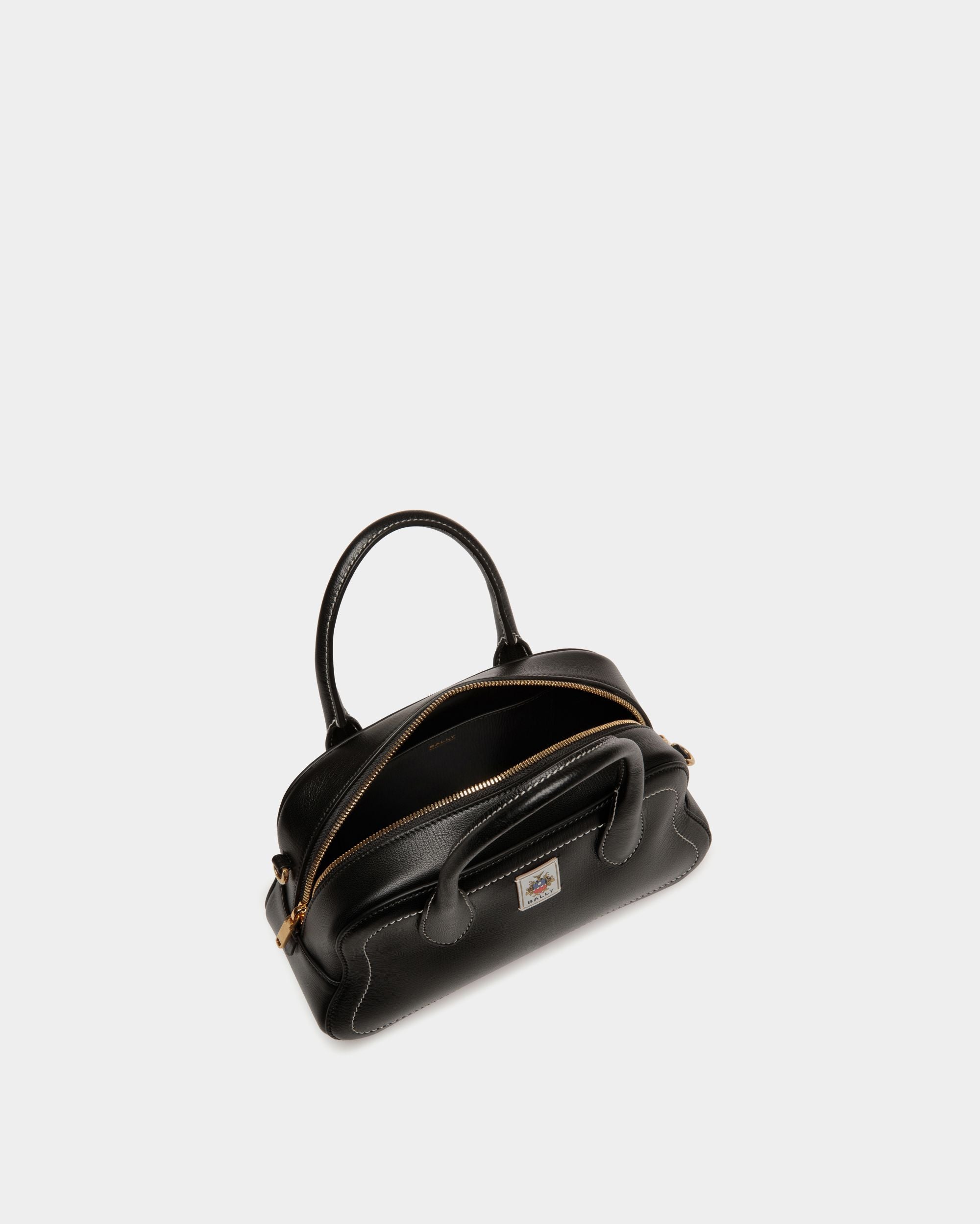 Sac À Anse Supérieure Unda En Cuir Grainé Noir - Femme - Bally - 05