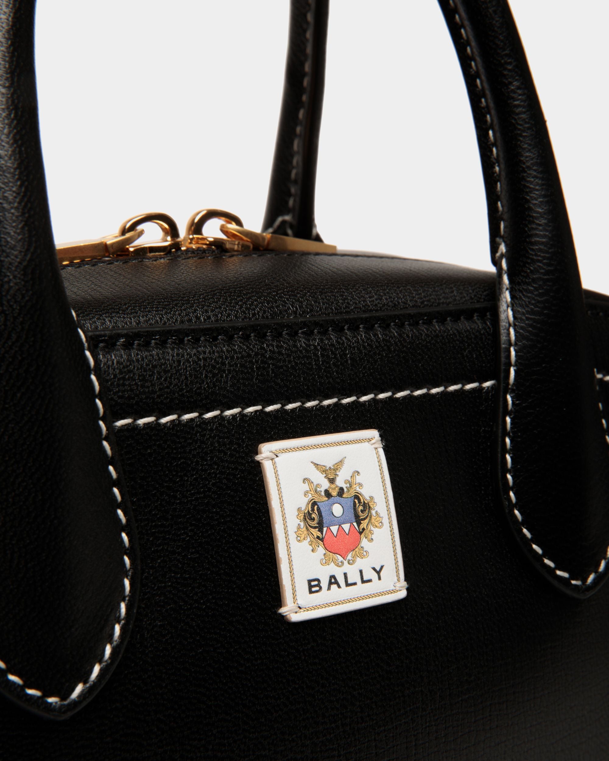 Sac À Anse Supérieure Unda En Cuir Grainé Noir - Femme - Bally - 06